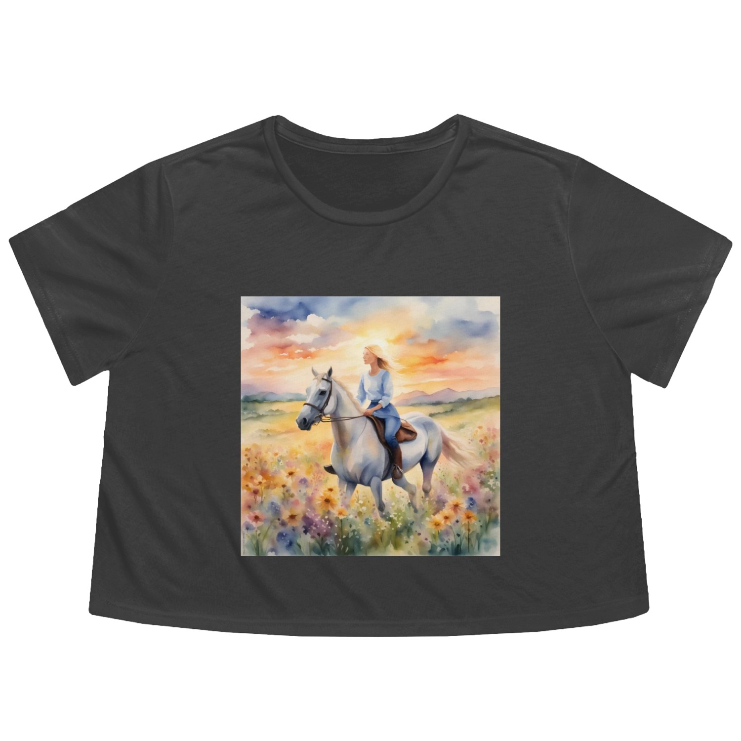 SUNSET RIDE Flowy Cropped Tees