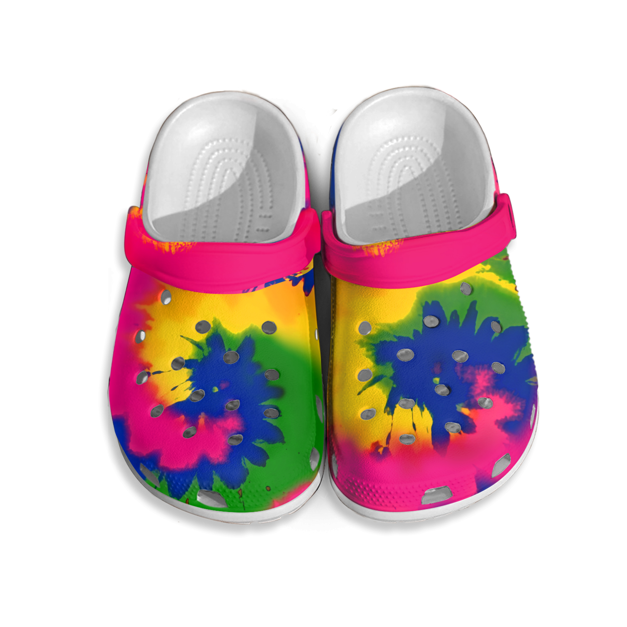 Tie Dye Rainbow Fleece Lined Dual Comfort Slip On Clogs fuzzy