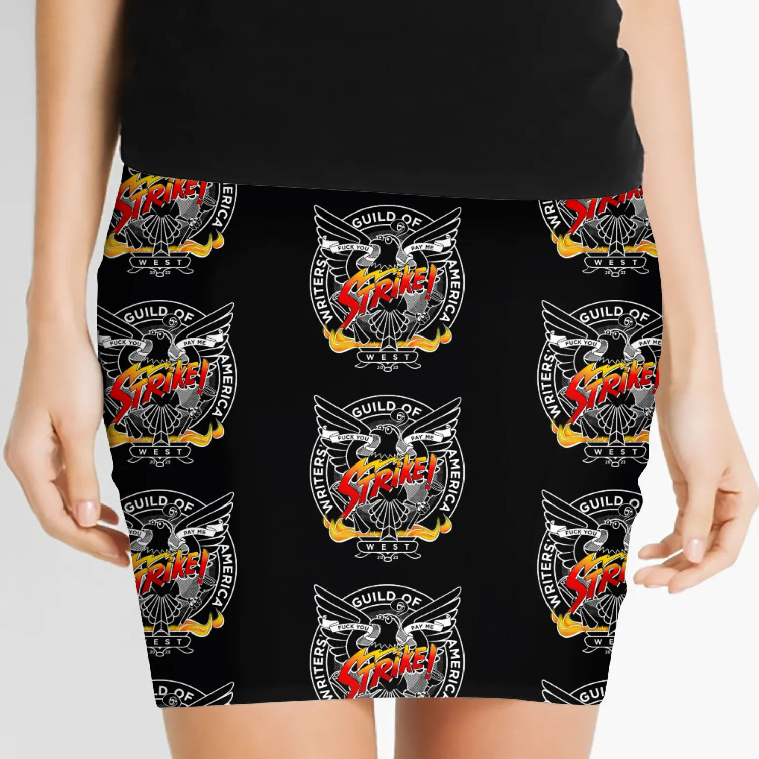 WGA Strike! Seal White Line with Uncensored FYPM Women's Mini Skirts