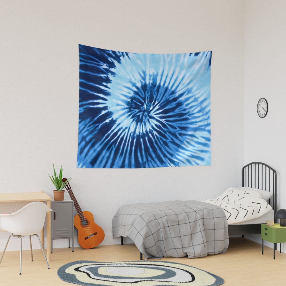 Blue Tie Dye Tapestry, Retro Tapestry, Back to School Gift Idea, For Decoration, Home and Living