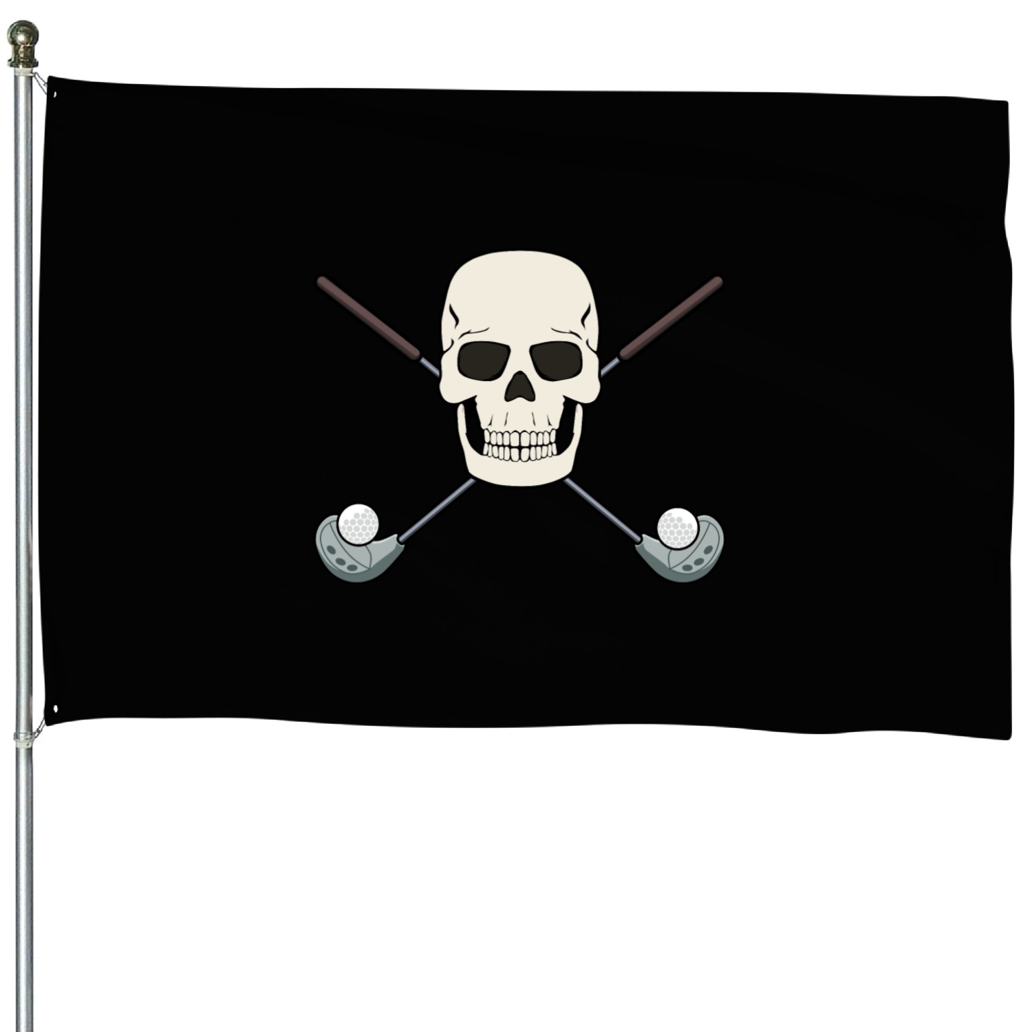 GOLF SKULL PIRATE FLAG/JOLLY ROGER DESIGN House Flags