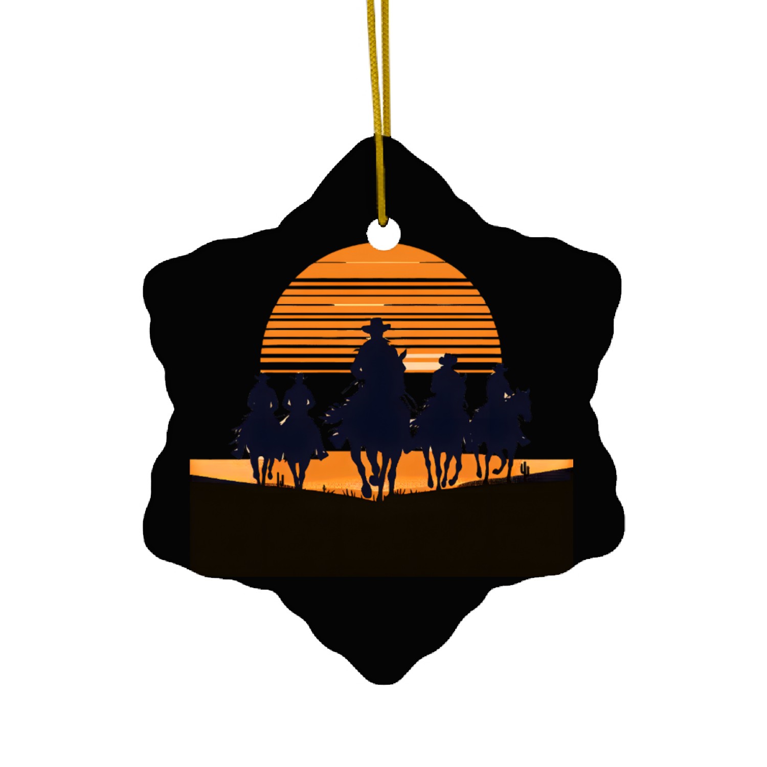 Western Sunset Cowboy Ceramic Ornaments