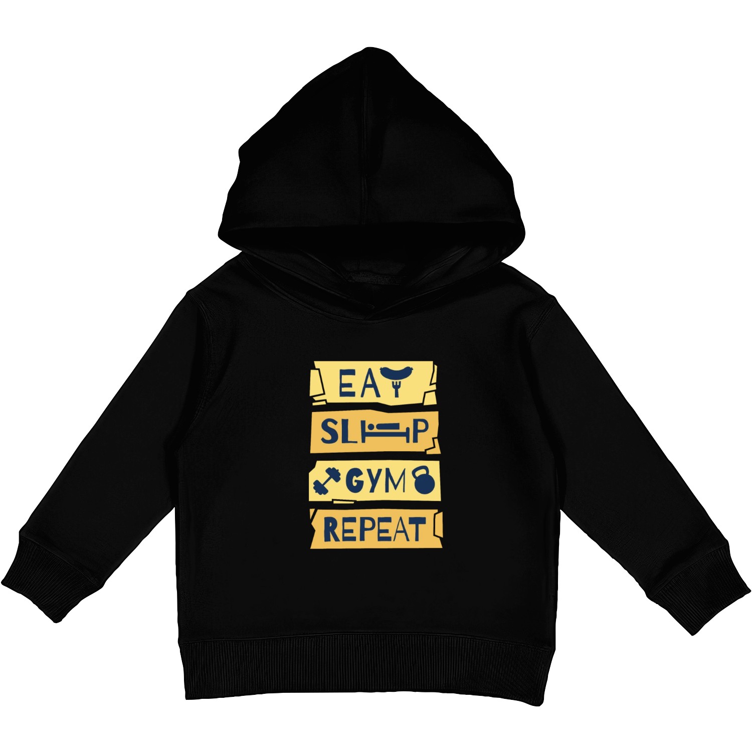 EAT SLEEP GYM REPEAT Kids Pullover Hoodies