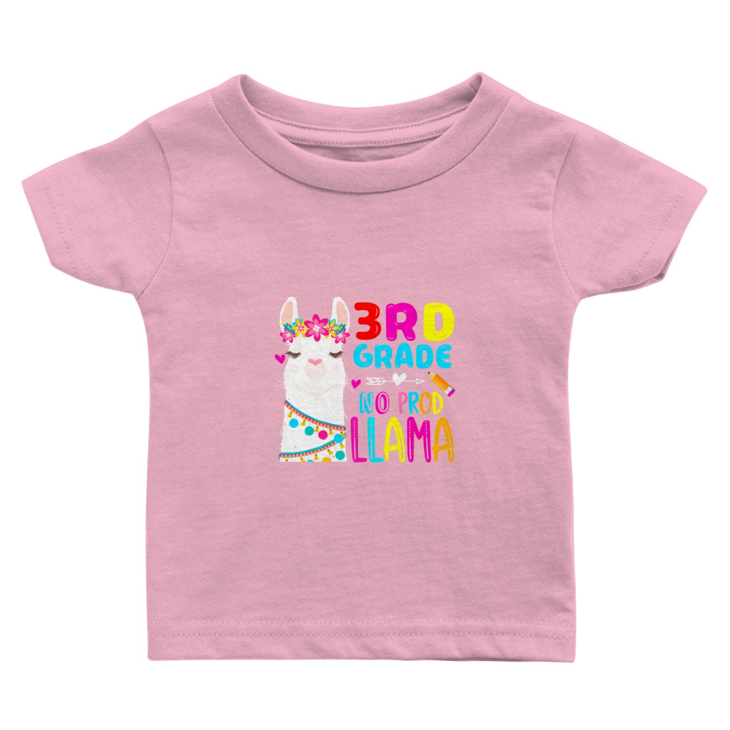 Team 3rd Grade Teacher Rainbow No Prob Llama Back Baby T Shirts