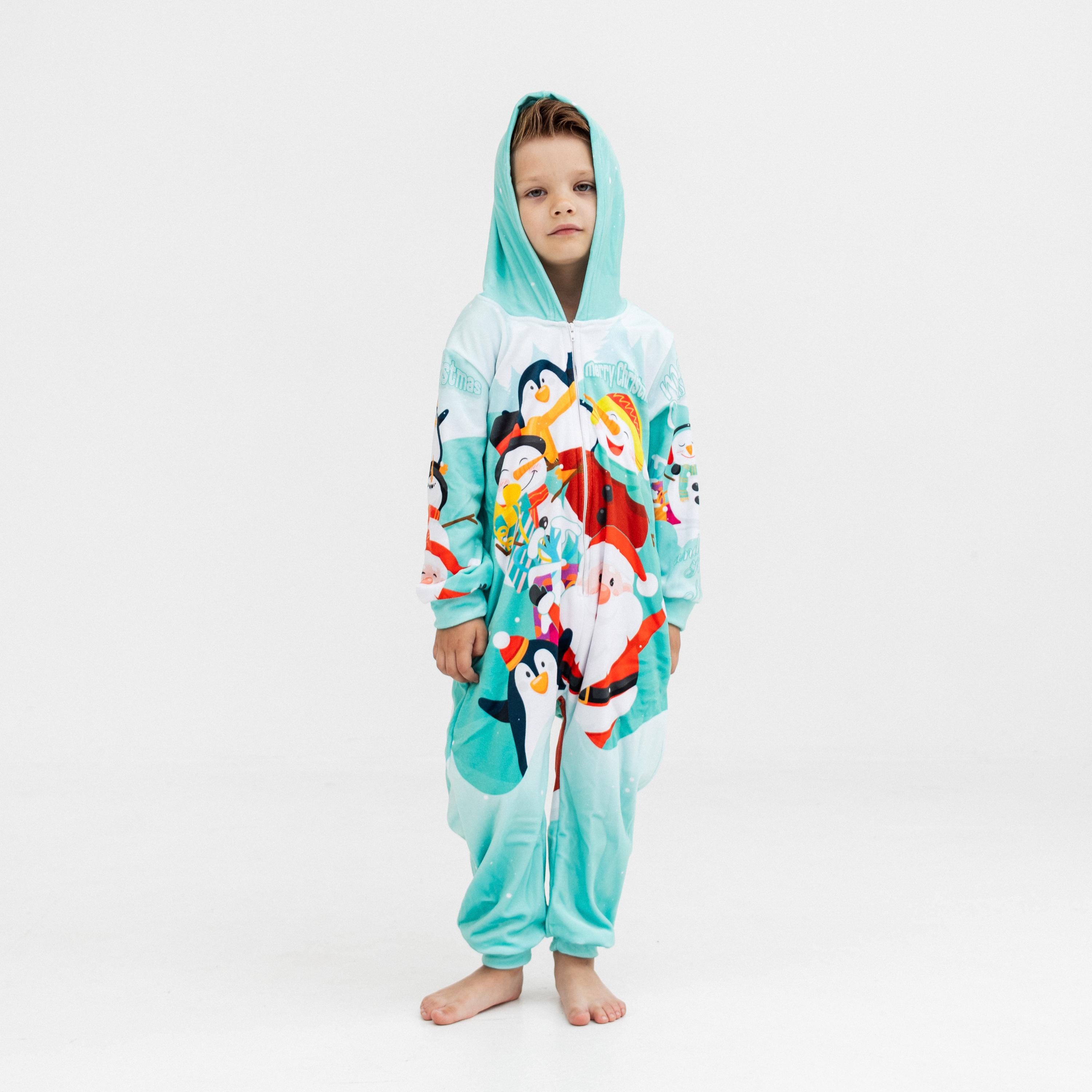 Penguin Christmas Men's Hooded Jumpsuit | Christmas Pajama Outfits | Family Matching Pajamas