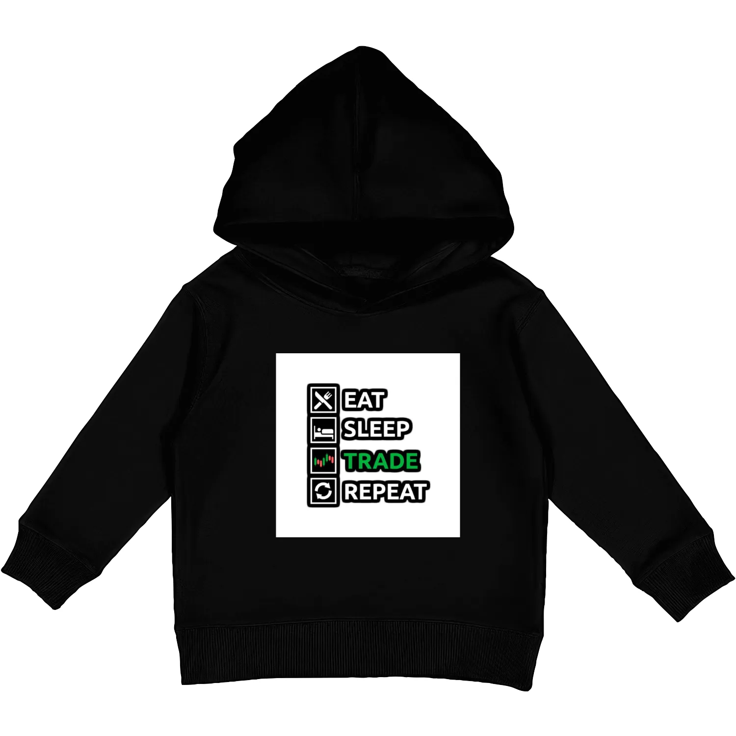 Bitcoin Eats Sleep Trade and Repeat Criptocurrency Kids Pullover Hoodies