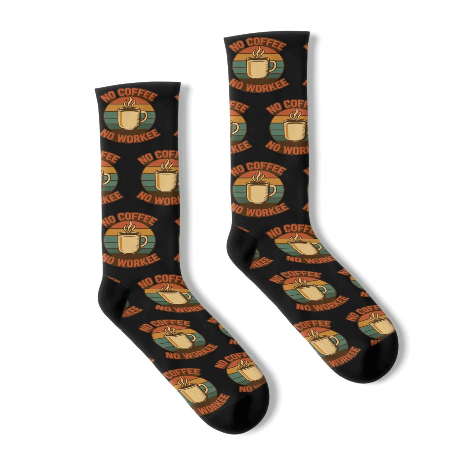 No Coffee No Workee Vintage Print Socks