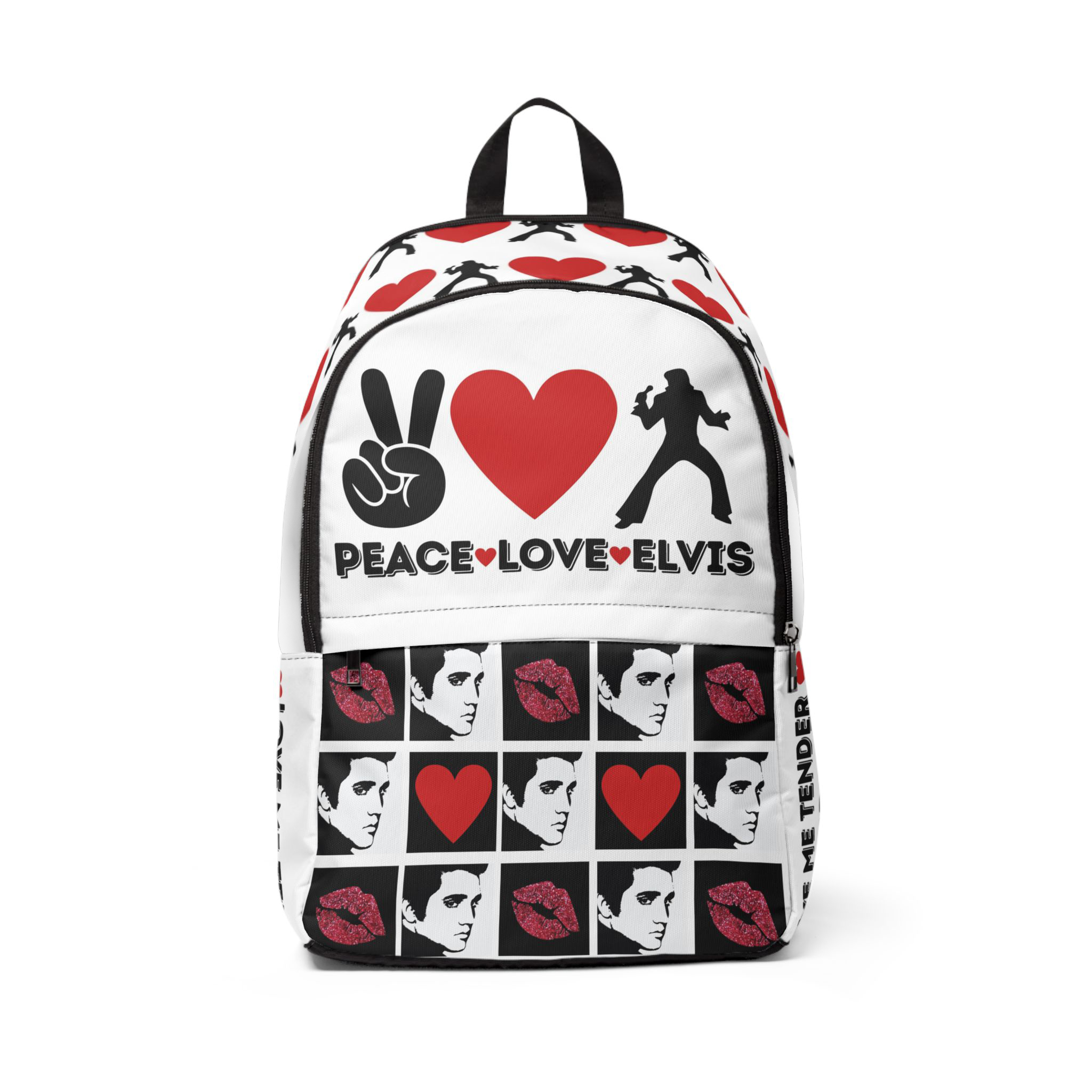Peace Love Elvis Backpack, Elvis Presley Bag, Rock and Roll Backpack