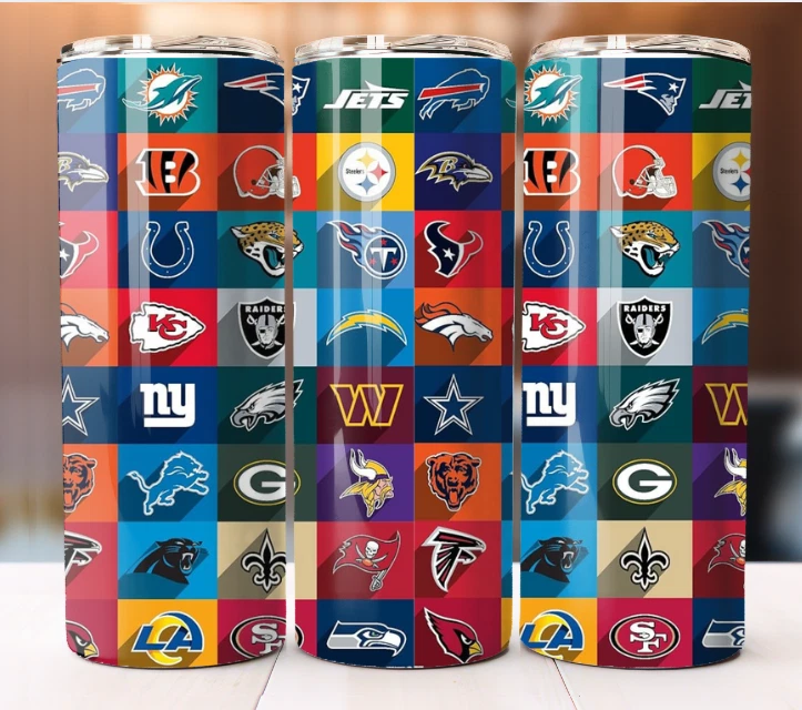 football Team Logo Tumbler 20 oz Cup Mug Thermos Insulated w/ Straw Great for a Gift