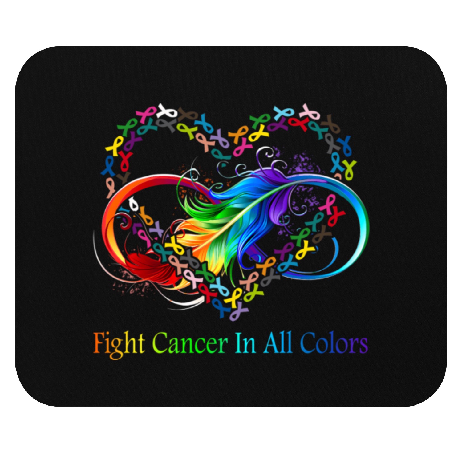 Fight Cancer In All Color Fight Cancer Feather Rib Mouse Pads