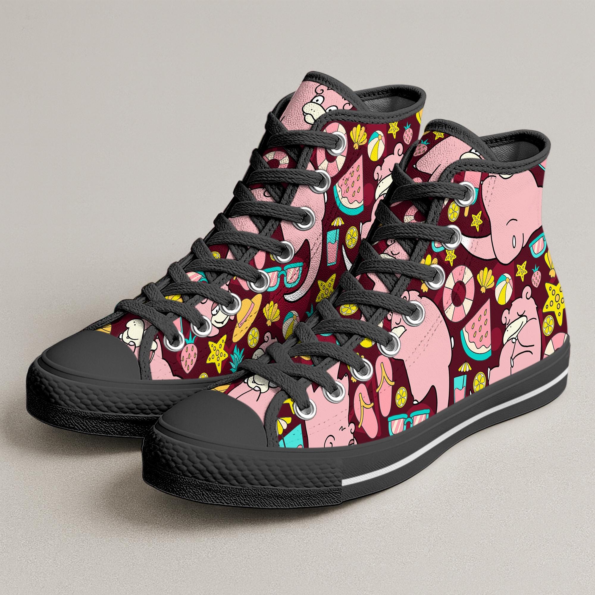 Slowpoke High Top Shoes, Cute Slowpoke Summer Pattern Sneakers, Slowpoke Shoes Gift