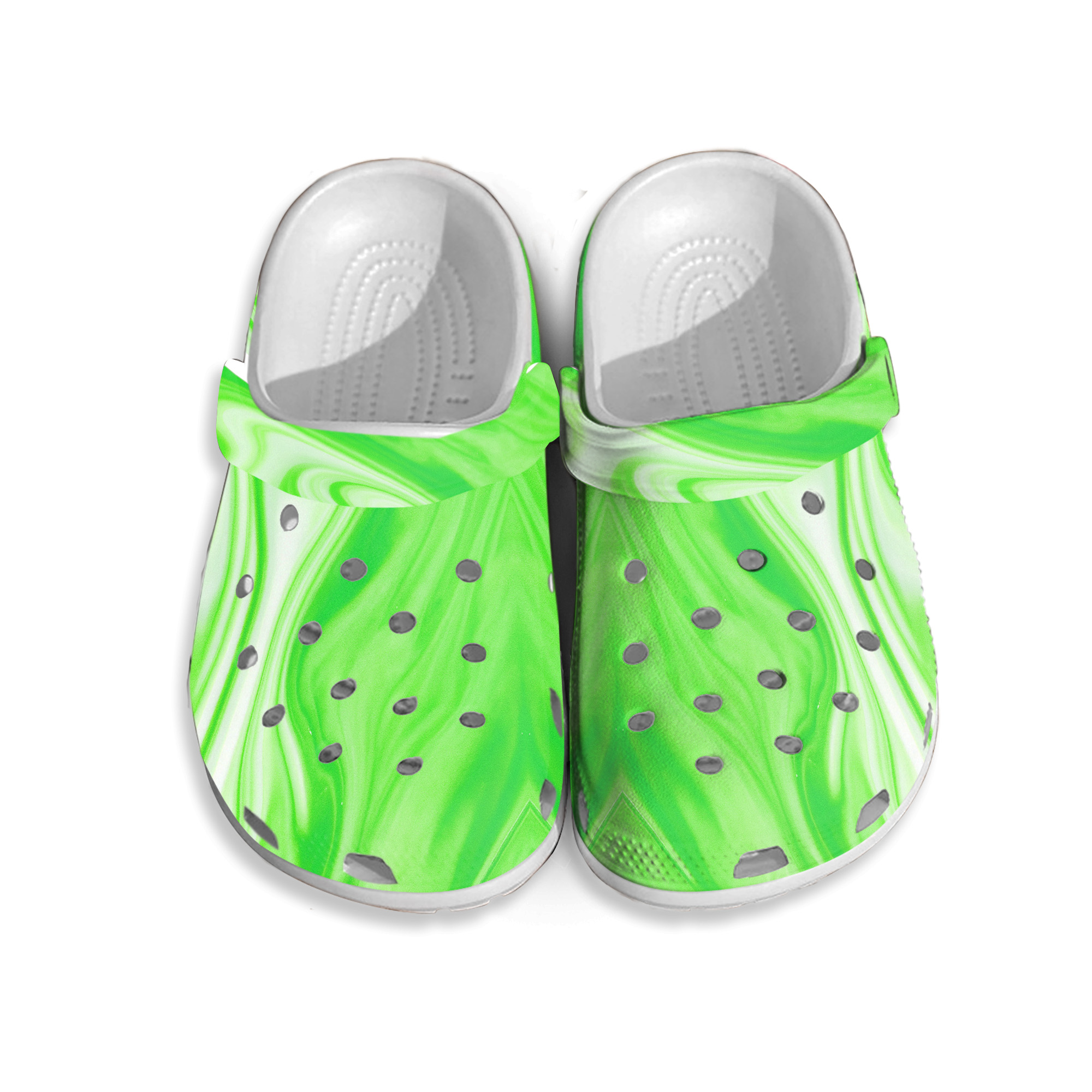 Classic Lined Glow-in-the-Dark Marbled Clog Green Slime