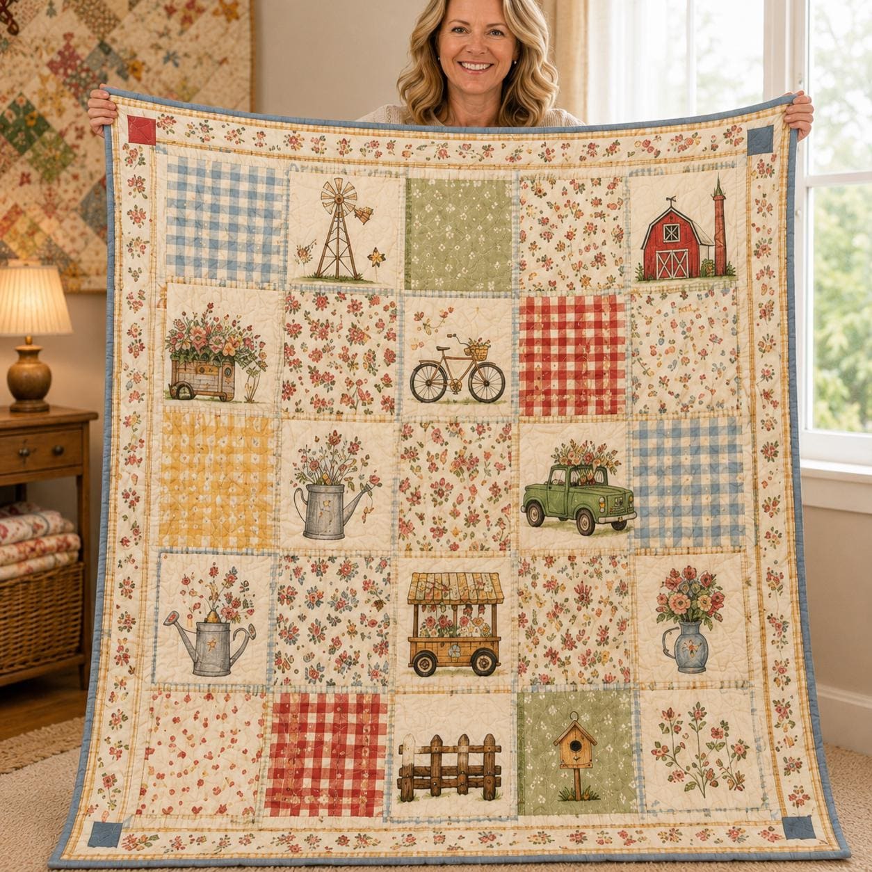Farm Animal Quilt and Patchwork Blanket for Nursery Decor