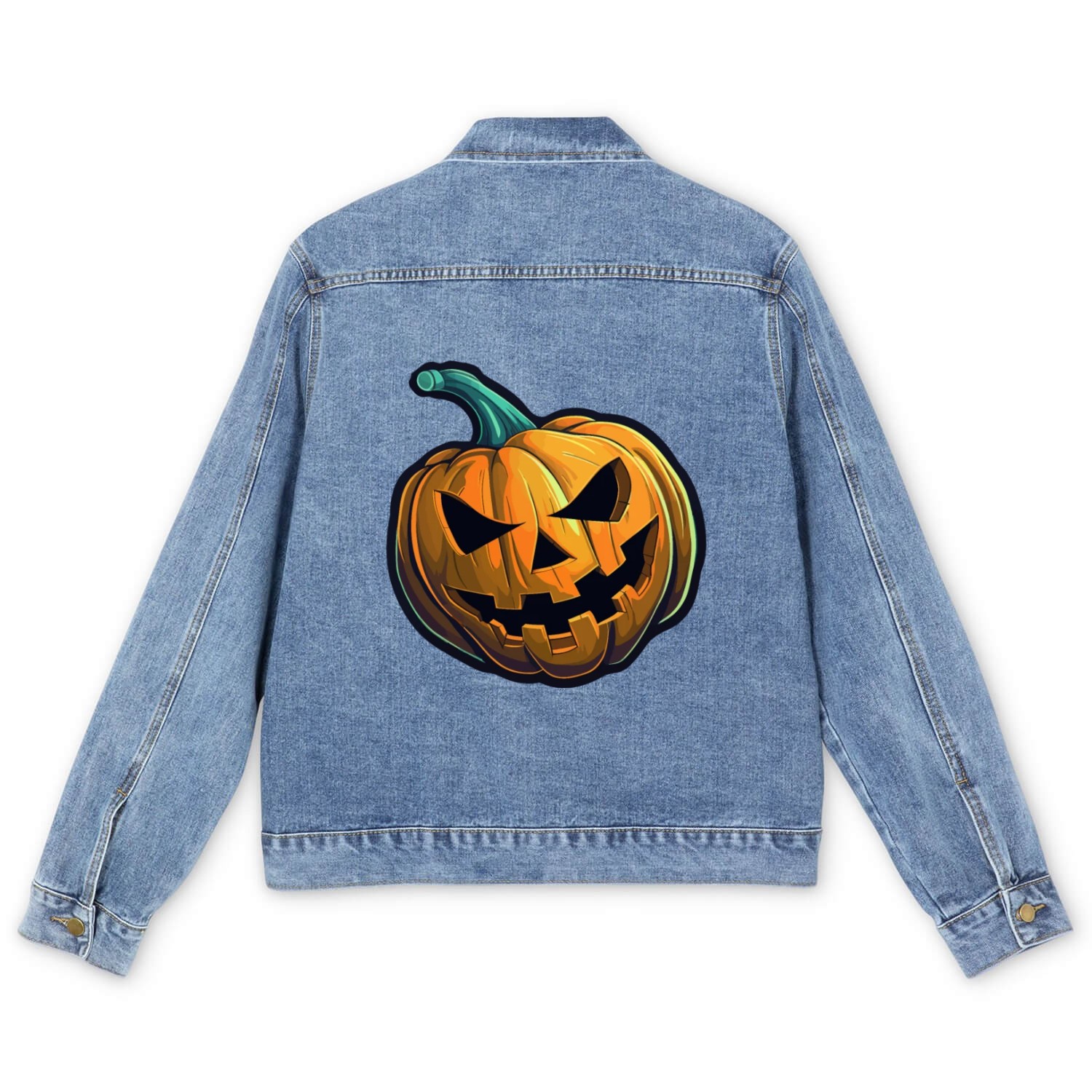 Spooky Halloween Pumpkin With Spooky Look Men's Denim Jackets