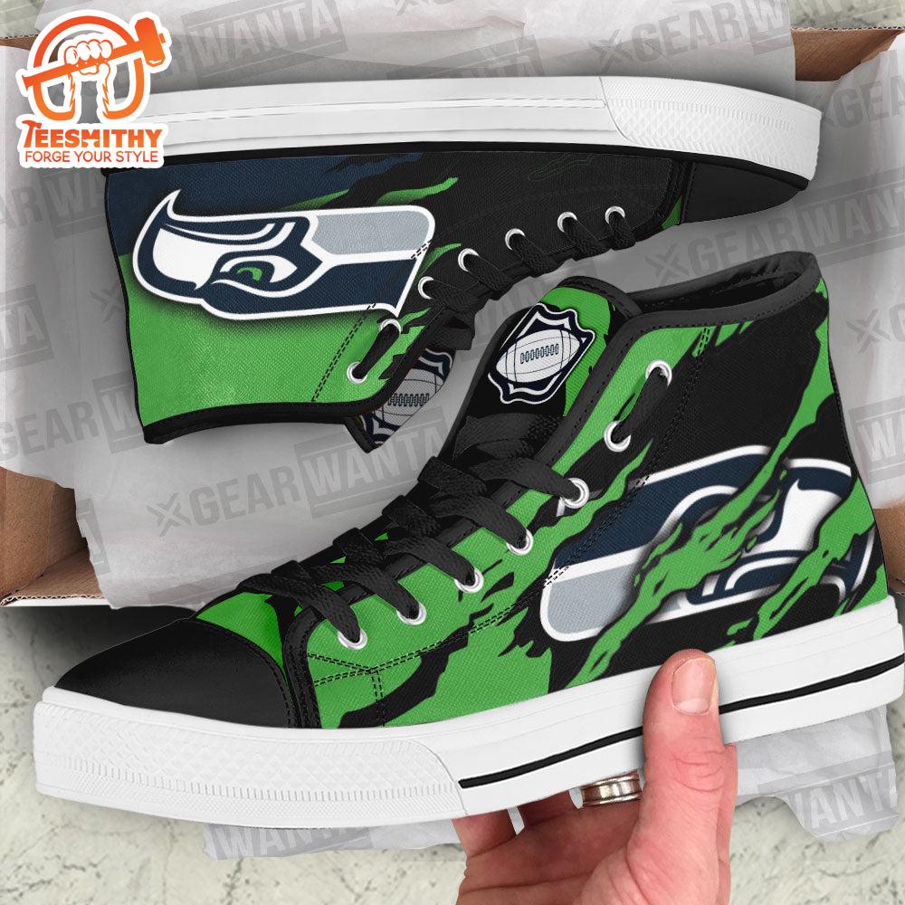 Seattle Seahawks High Top Shoes For Fans