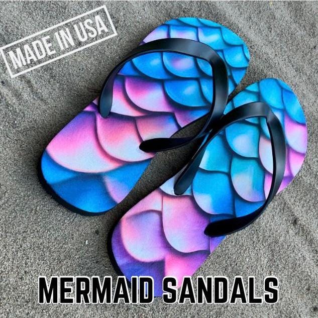 Mermaid Flip Flops For Women Sandals For Women Beach Sandals Pool Sandals Ocean Themed Sandals Summer Shoes Mermaid Gift Sandals For Sister