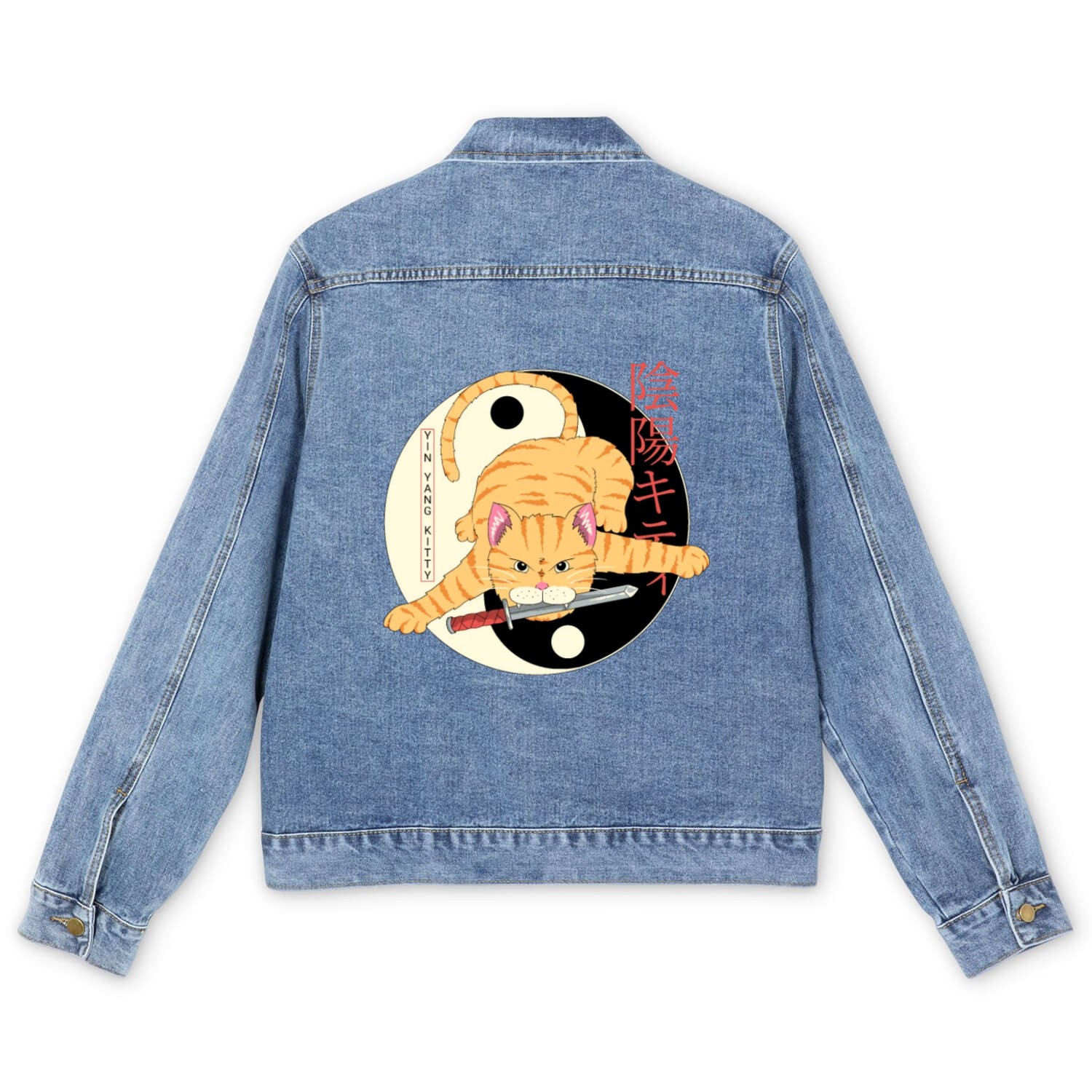 Yin Yang kitty Men's Denim Jackets