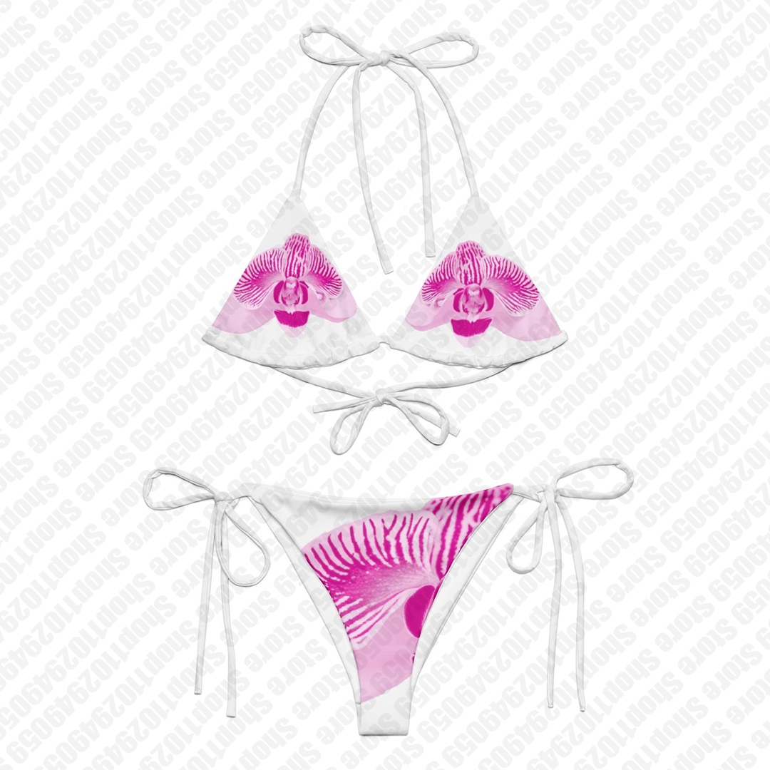 Flower Print Women's Bikini Set Two-Piece Swimsuit Y2K Punk Gothic Style