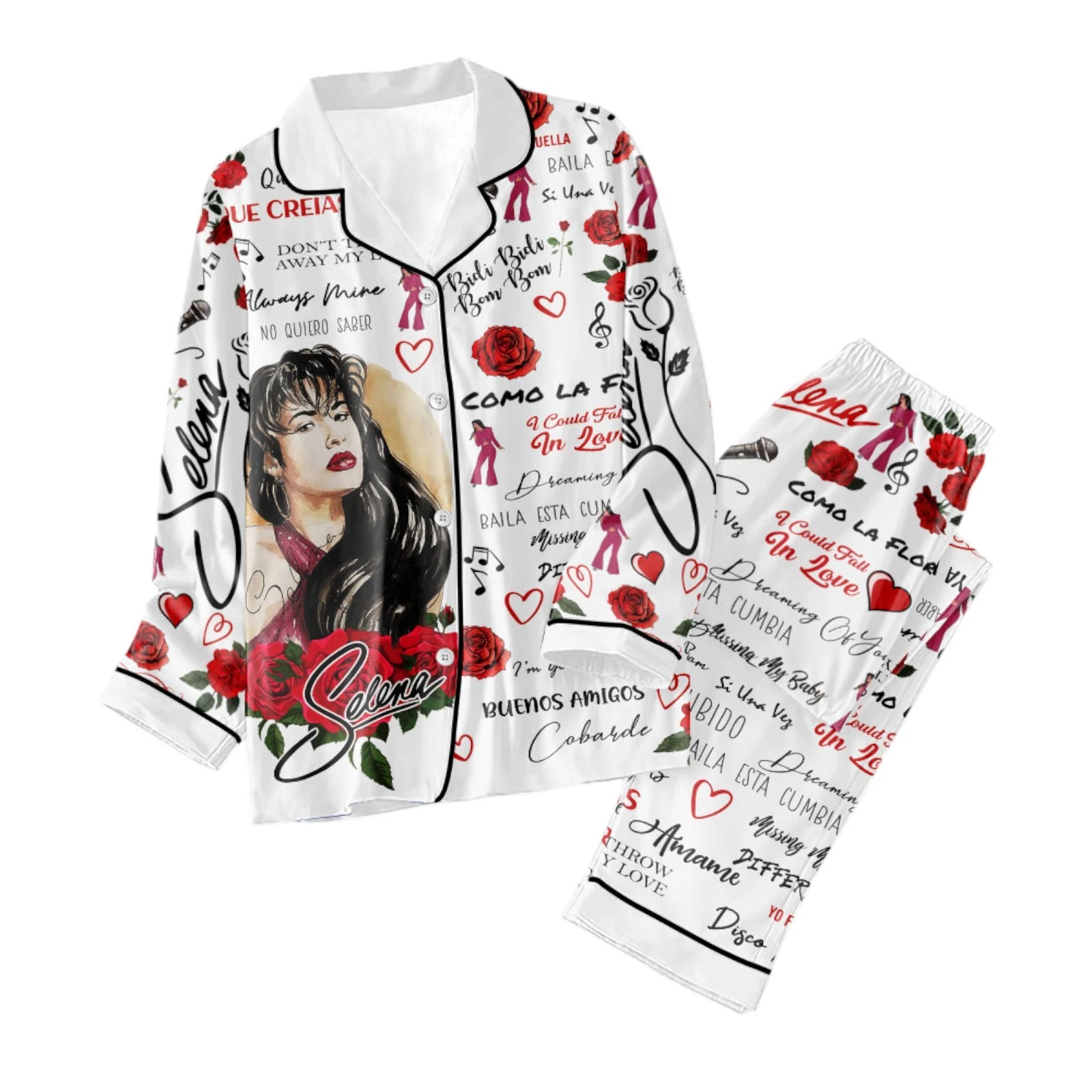 Selena Quintanilla Perez Button Down Pajamas Set