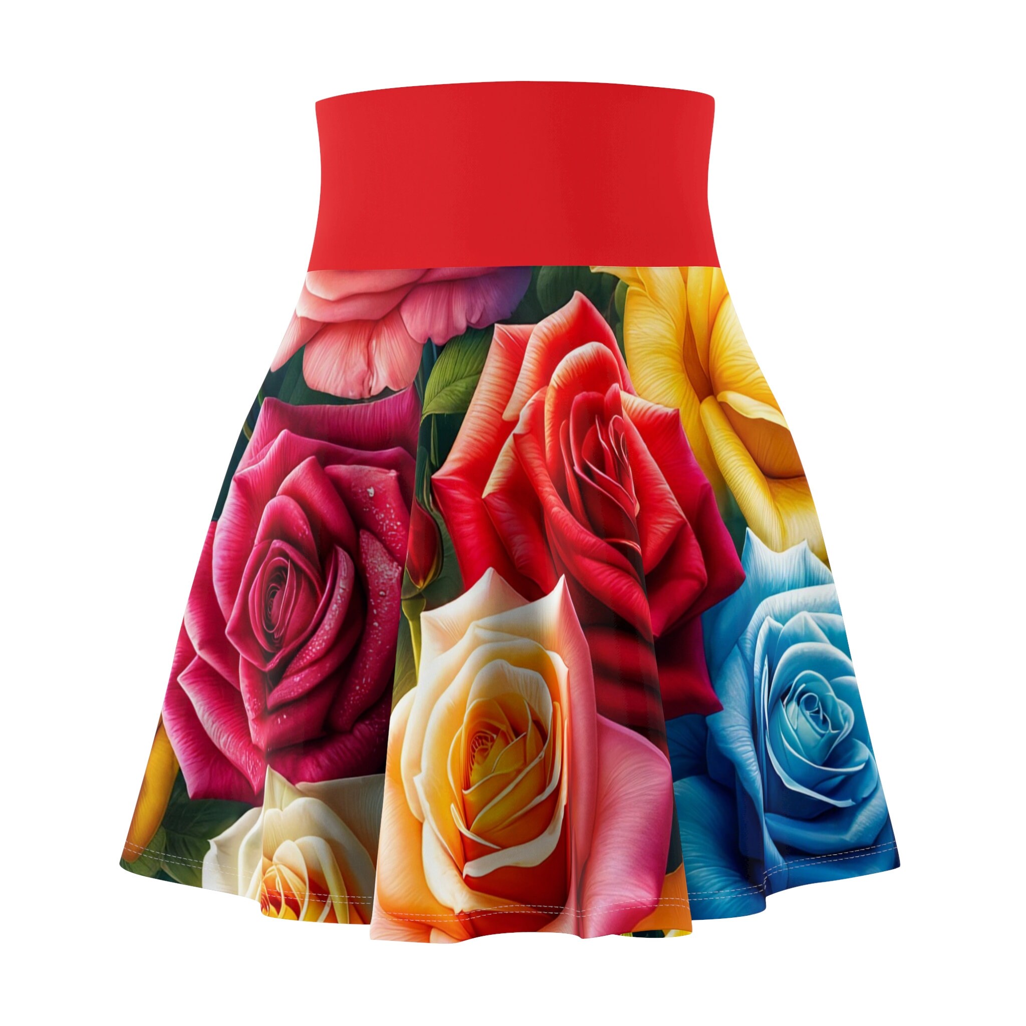 Vivid Colorful Roses Women's Skater Skirt - Versatile Fit, Soft Touch, Everyday Favorite