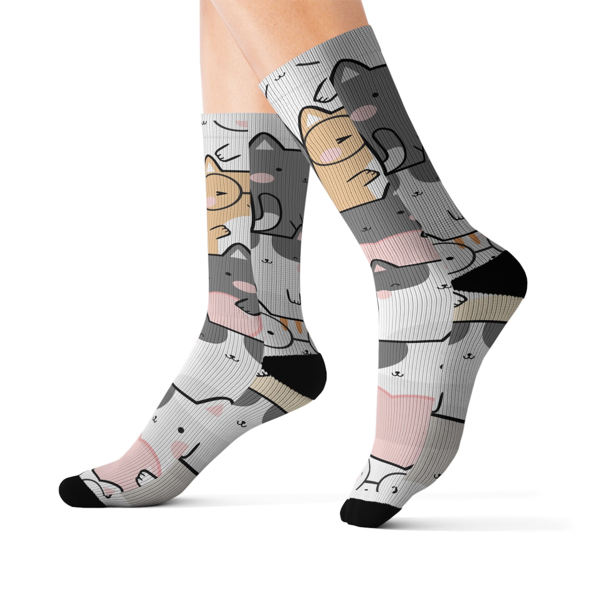 Kitty Socks cat lovers cats high calf socks back to school sock lovers