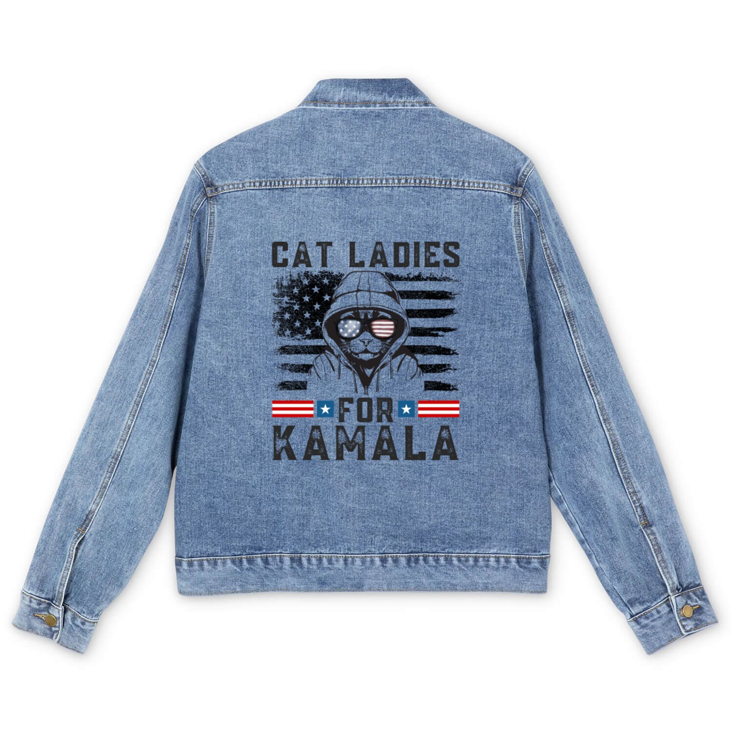 Cat ladies for kamala Harris 2024 Men's Denim Jackets