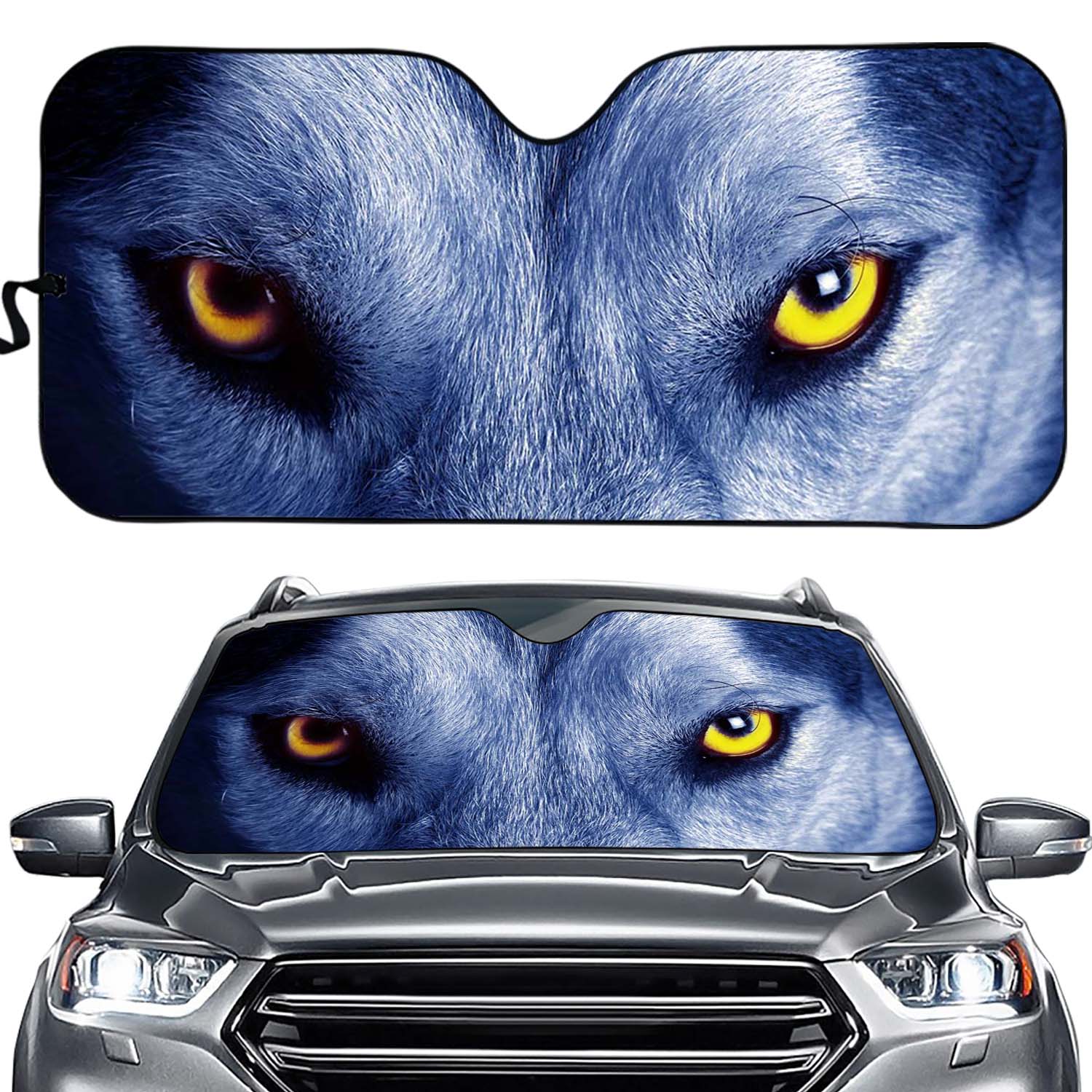 Wolf Eyes Auto Sun Shades,Wolf Car Sunshade, Car Windshield,Car Accessories, Auto Decoration, Car Foldable Accessories for Sun Protection