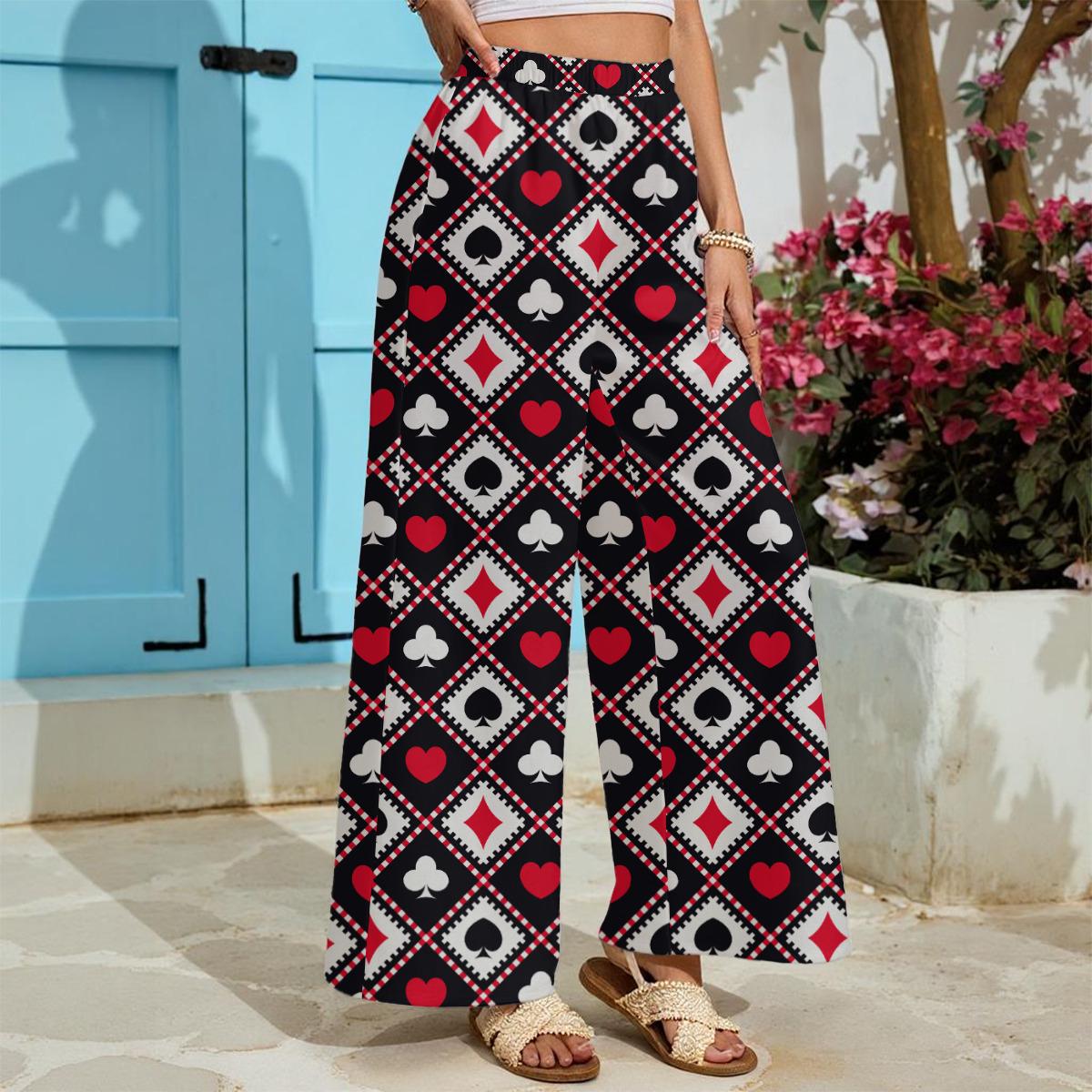 4 Playing Card Suit Patterns | Harley Quin Women's Leg Trousers, Women's Casual Pants