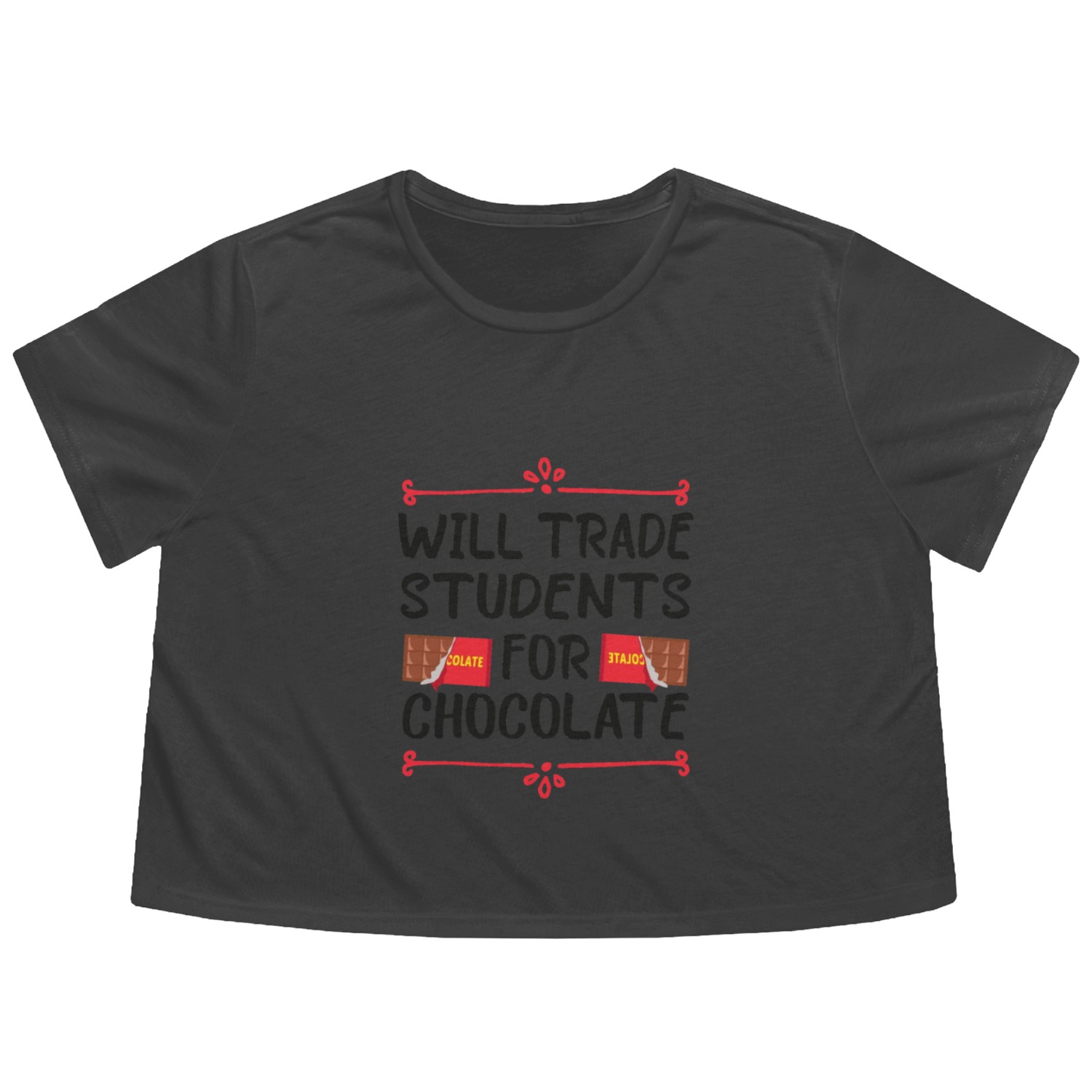CHOCOLATEFORSTUDENTSWILL TRADE Flowy Cropped Tees