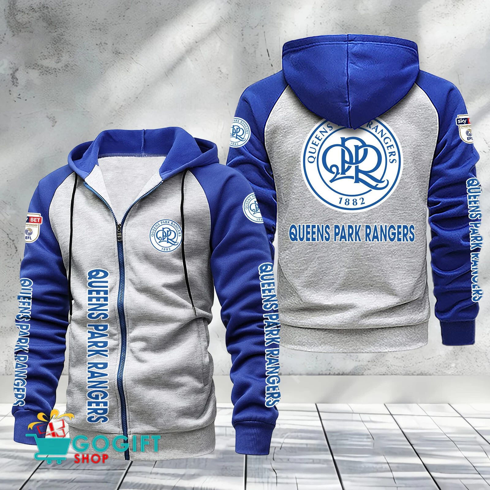 Queens Park Rangers FC Sporty Style Raglan Zipper Hoodie