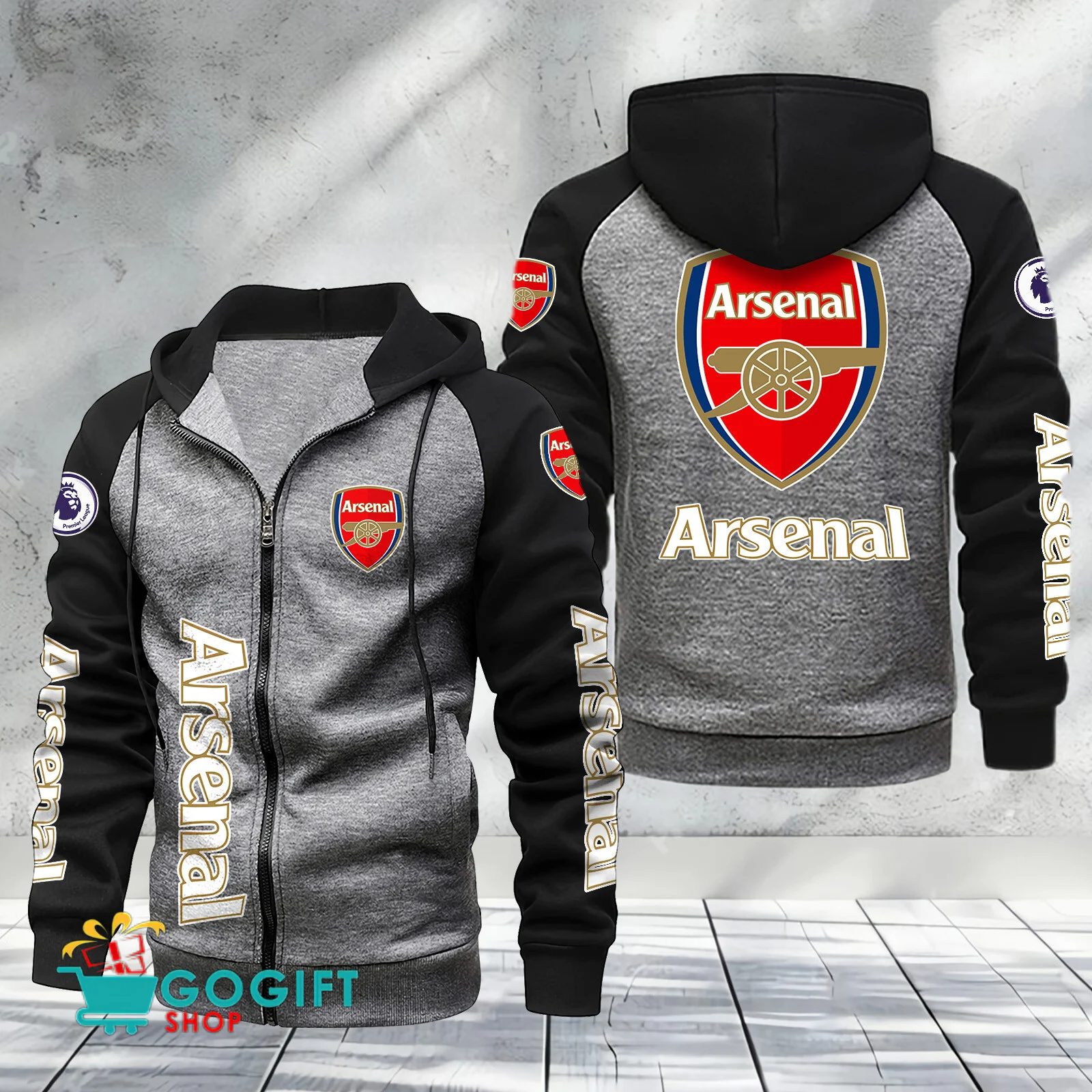 Arsenal FC Sporty Style Raglan Zipper Hoodie