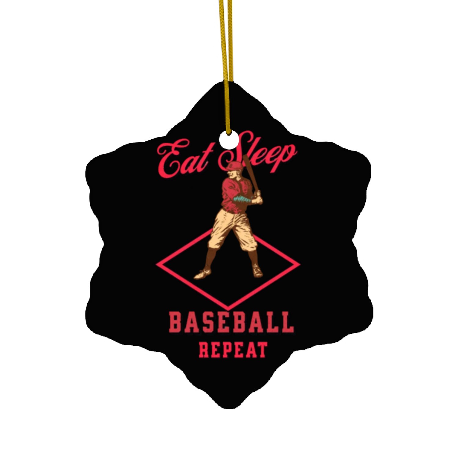 Eat Sleep Baseball Repeat Ceramic Ornaments