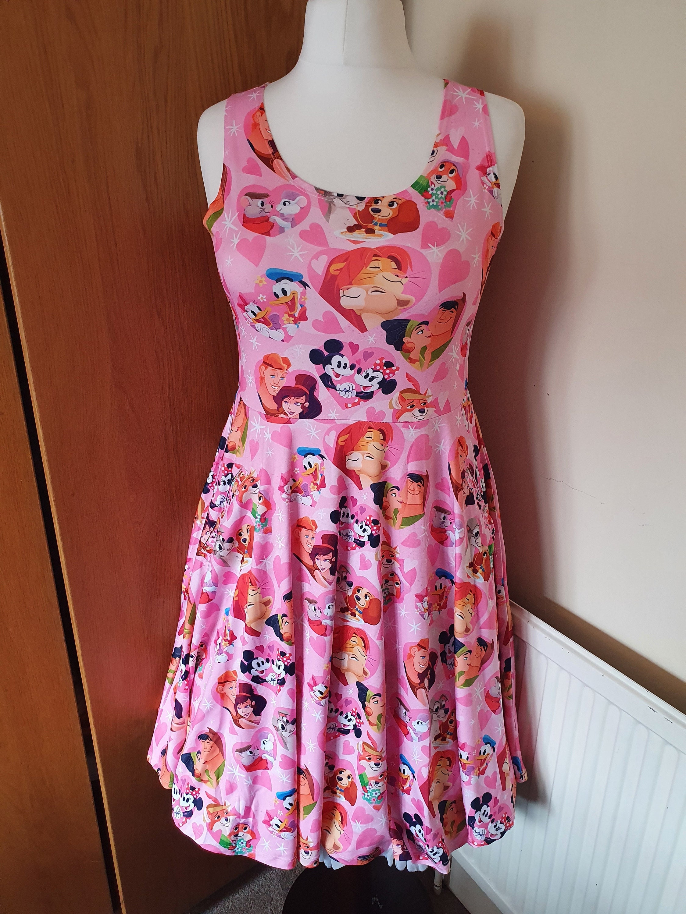 Valentine's couples characters in love print skater dress