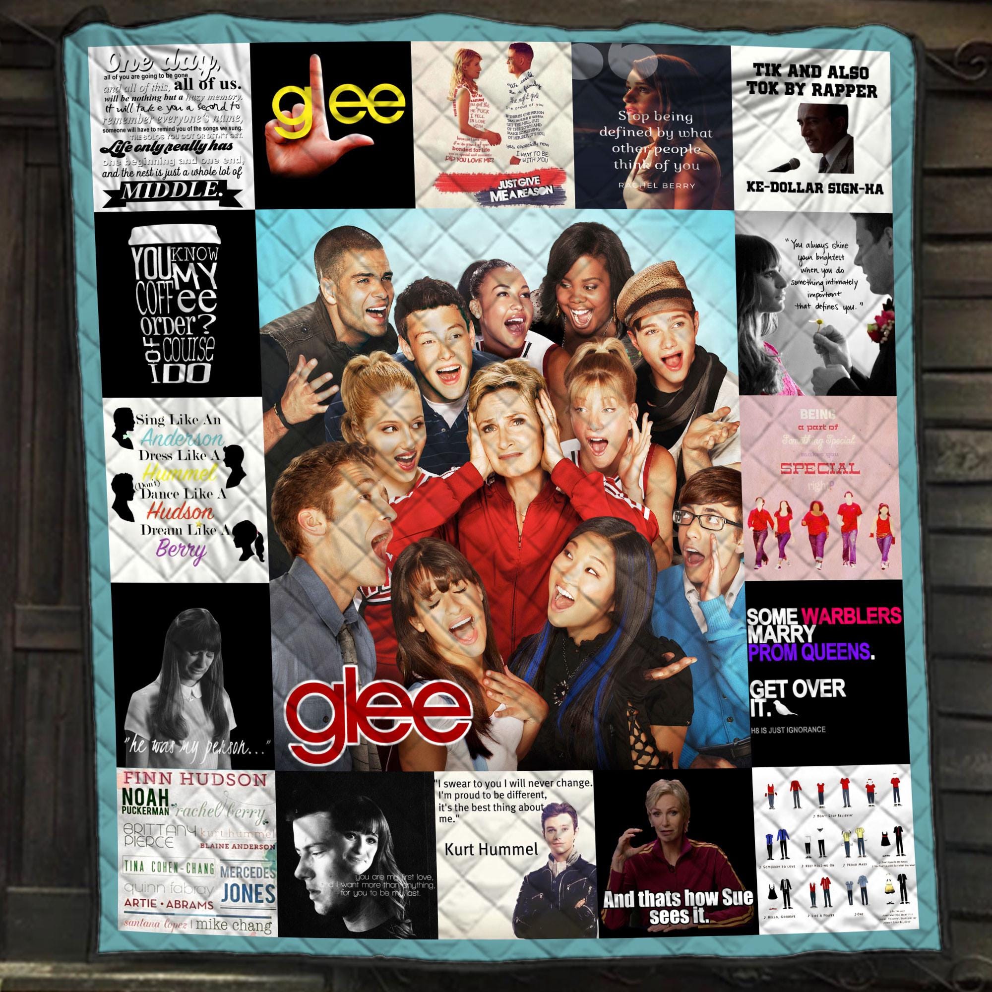 Glee TV Show Cast Collage Blanket, Music Fan Cozy Quilt, Singer Lover Gift