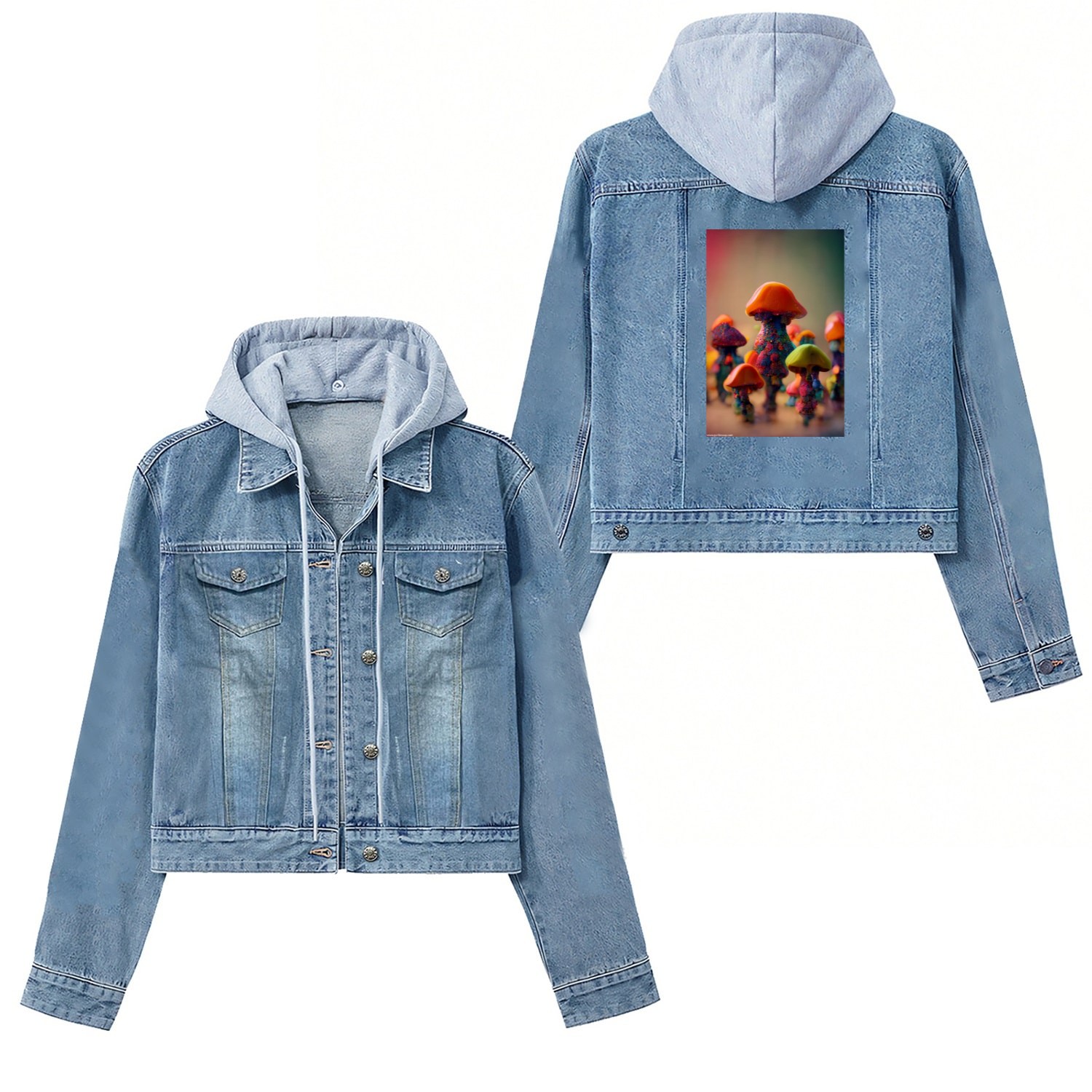 Whimsical Mushroom Men Women's Denim Jackets
