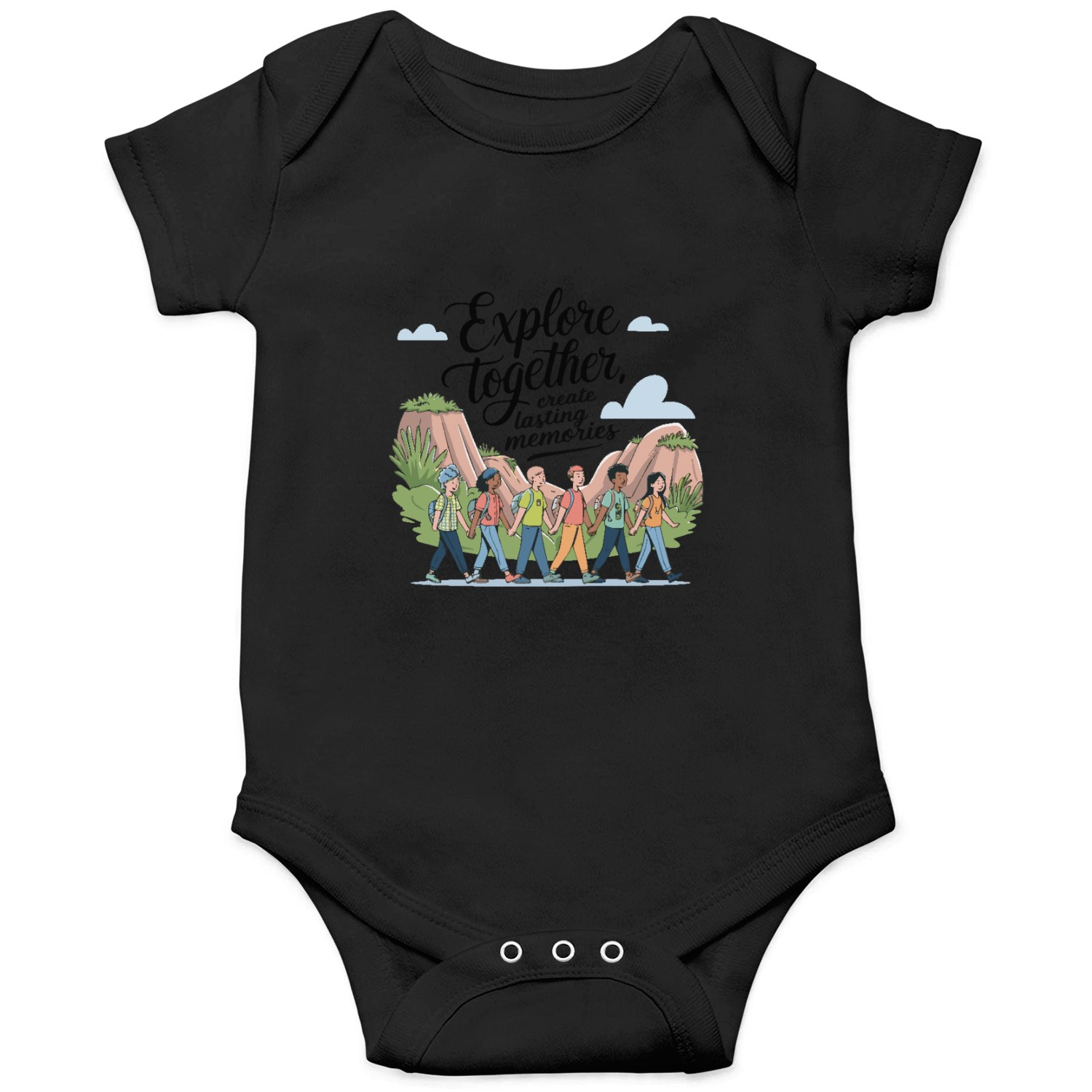 Explore Together adevnture travel quote text art Onesies