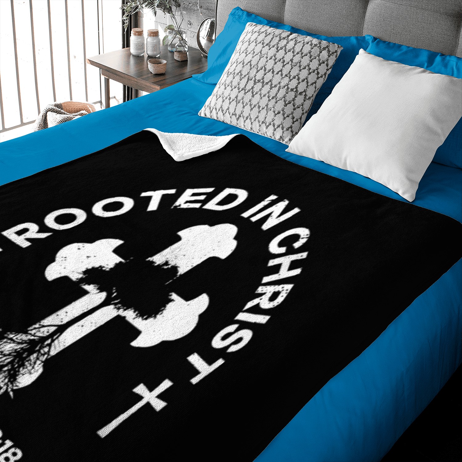 Bible Verse Rooted In Christ Ephesians 3:18 Jesus Baby Blankets