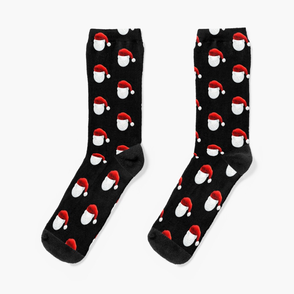 Golf Ball Santa Hat Christmas Gift for Golfer Socks