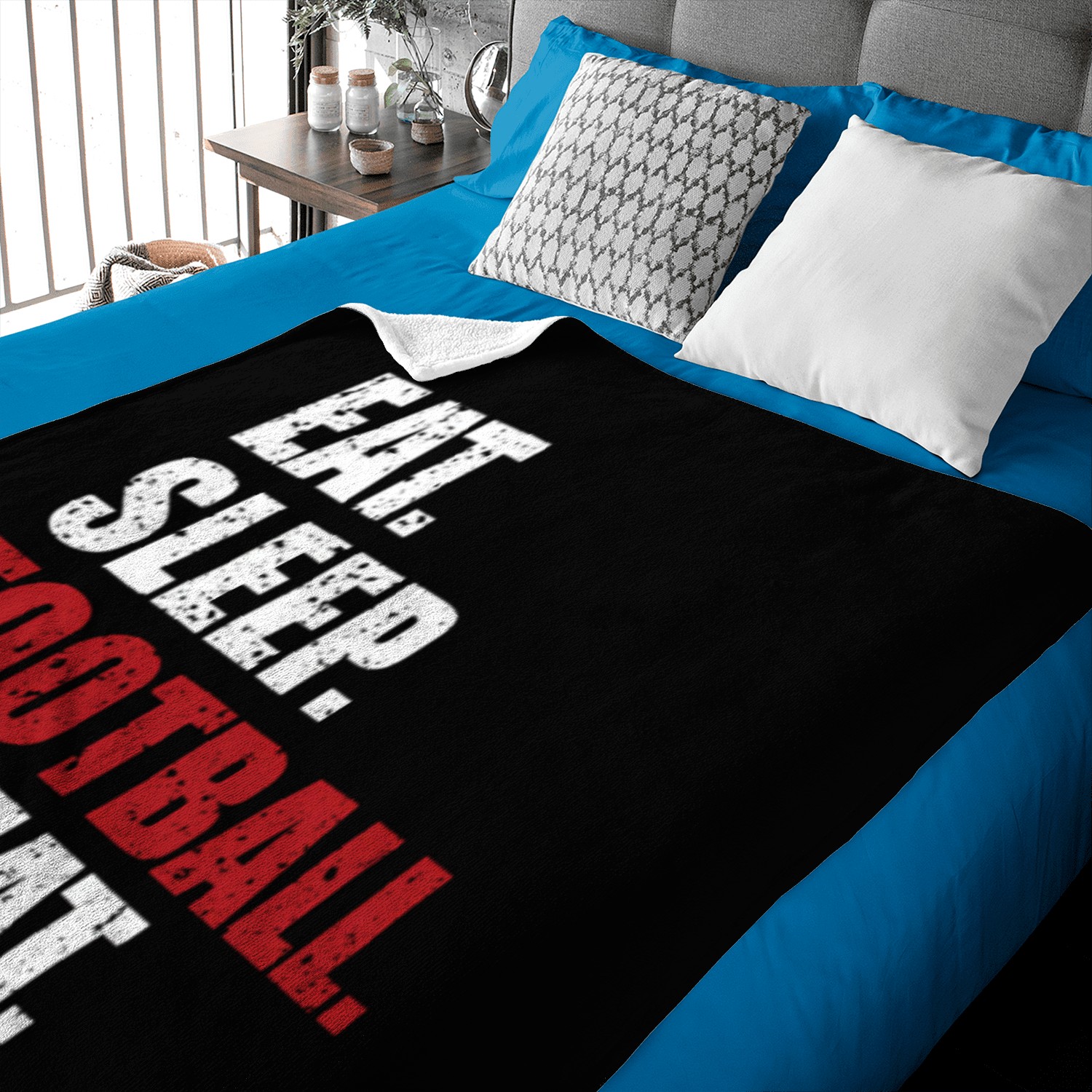 Eat Sleep Football Repeat Baby Blankets