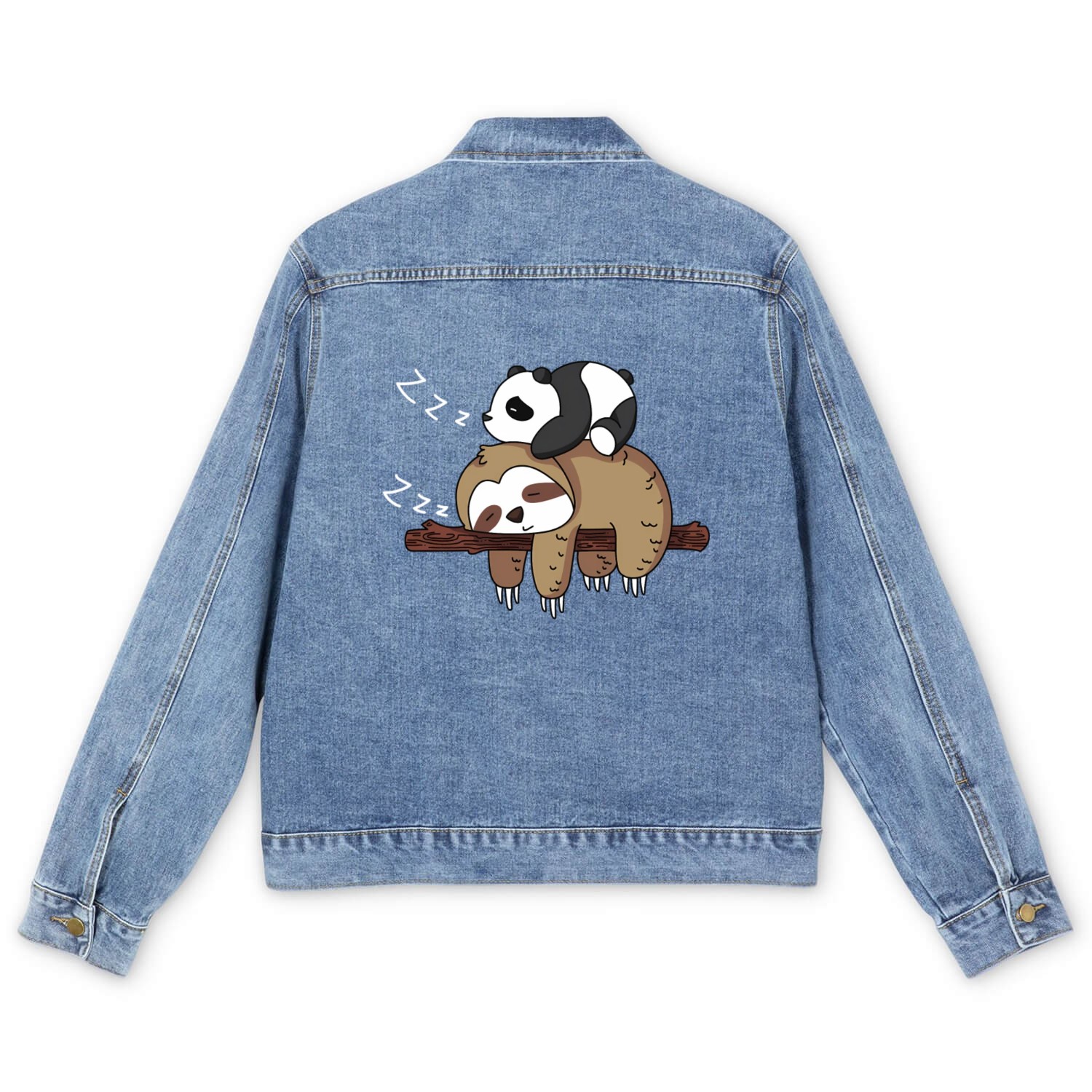 Panda Sleeping On Sloth Sloth Men's Denim Jackets