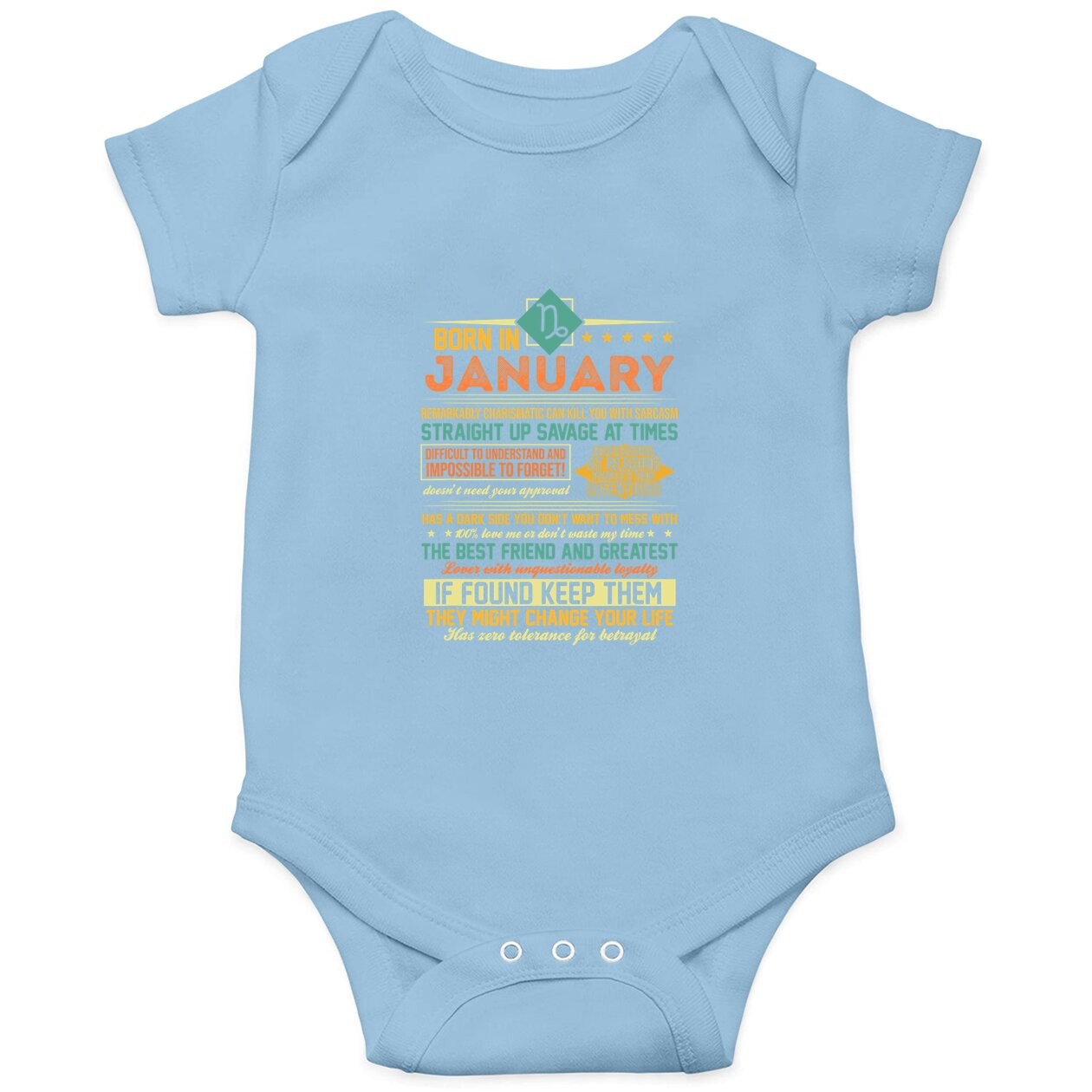 Born In January Capricorn Zodiac Baby Bodysuit