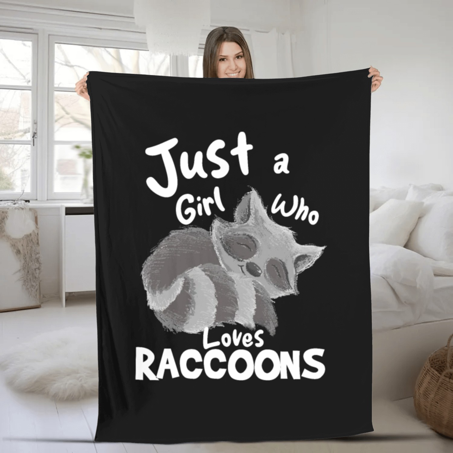 Just A Girl Who Loves Raccoons Fleece Blankets