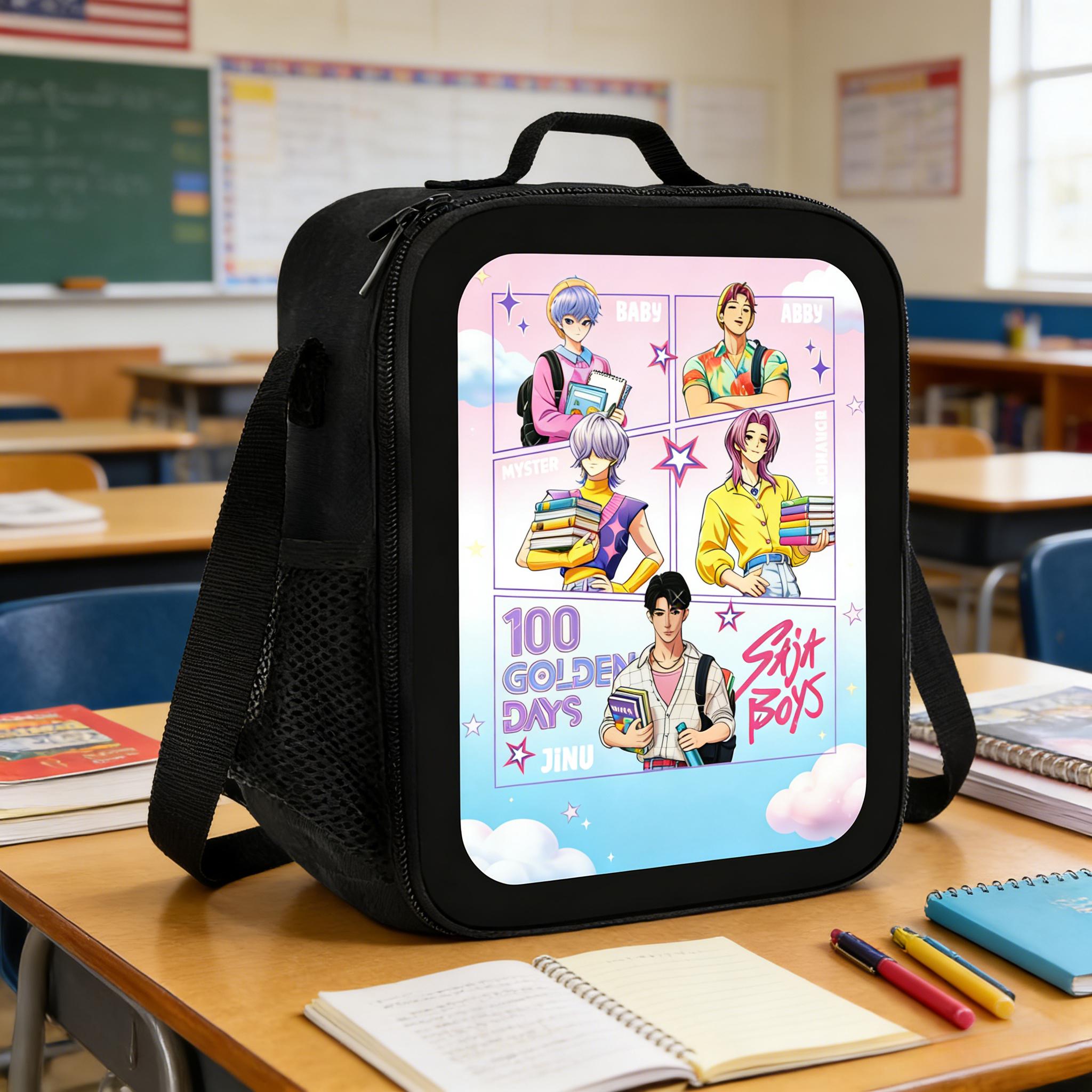 Kpop SajaBoys School Lunch Bag, Demon Hunters Insulated Tote with Handle - Student Gift
