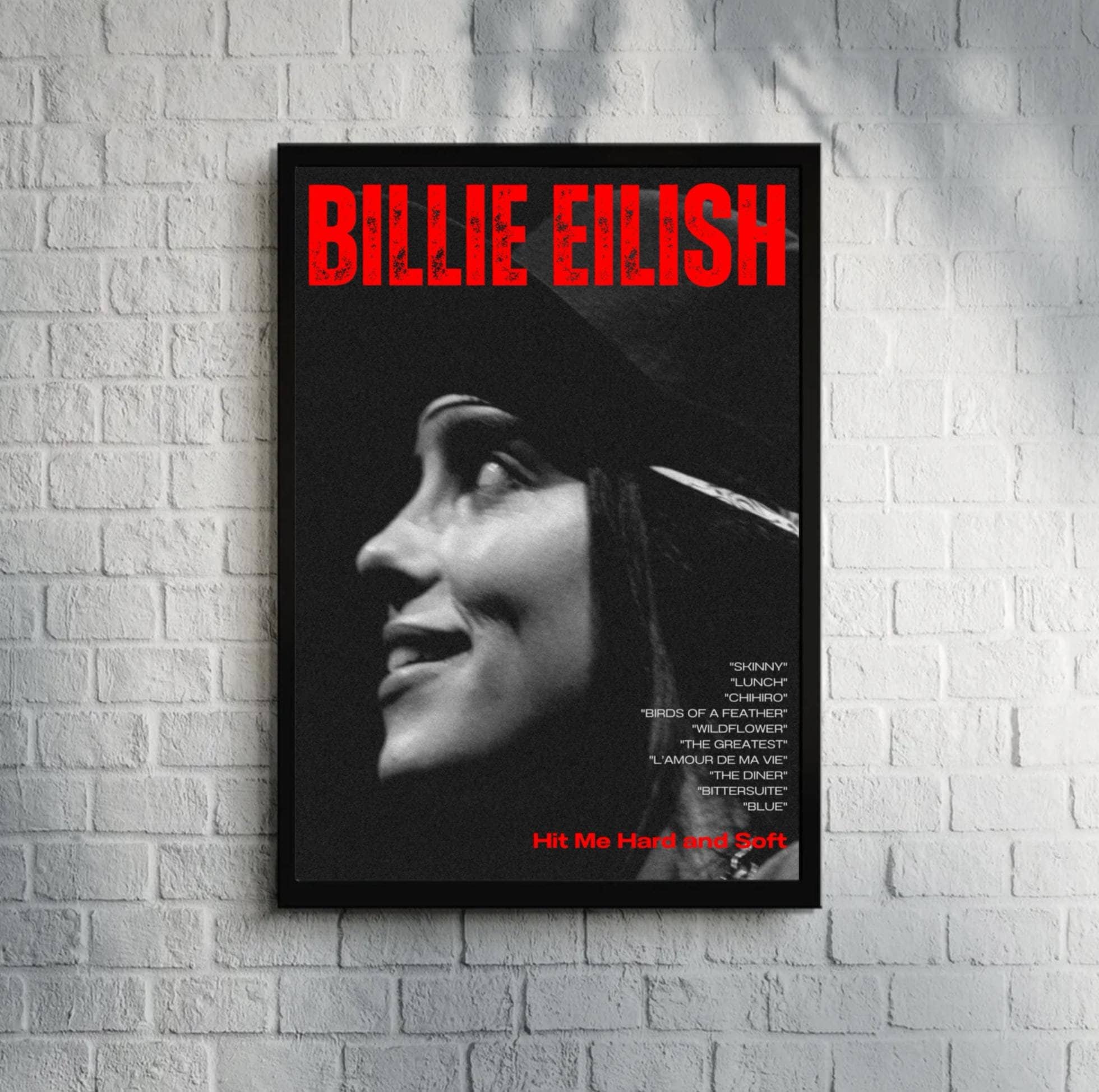 Billie Eilish Red Poster, Artist Poster, Hit Me Hard and Soft, Music Poster