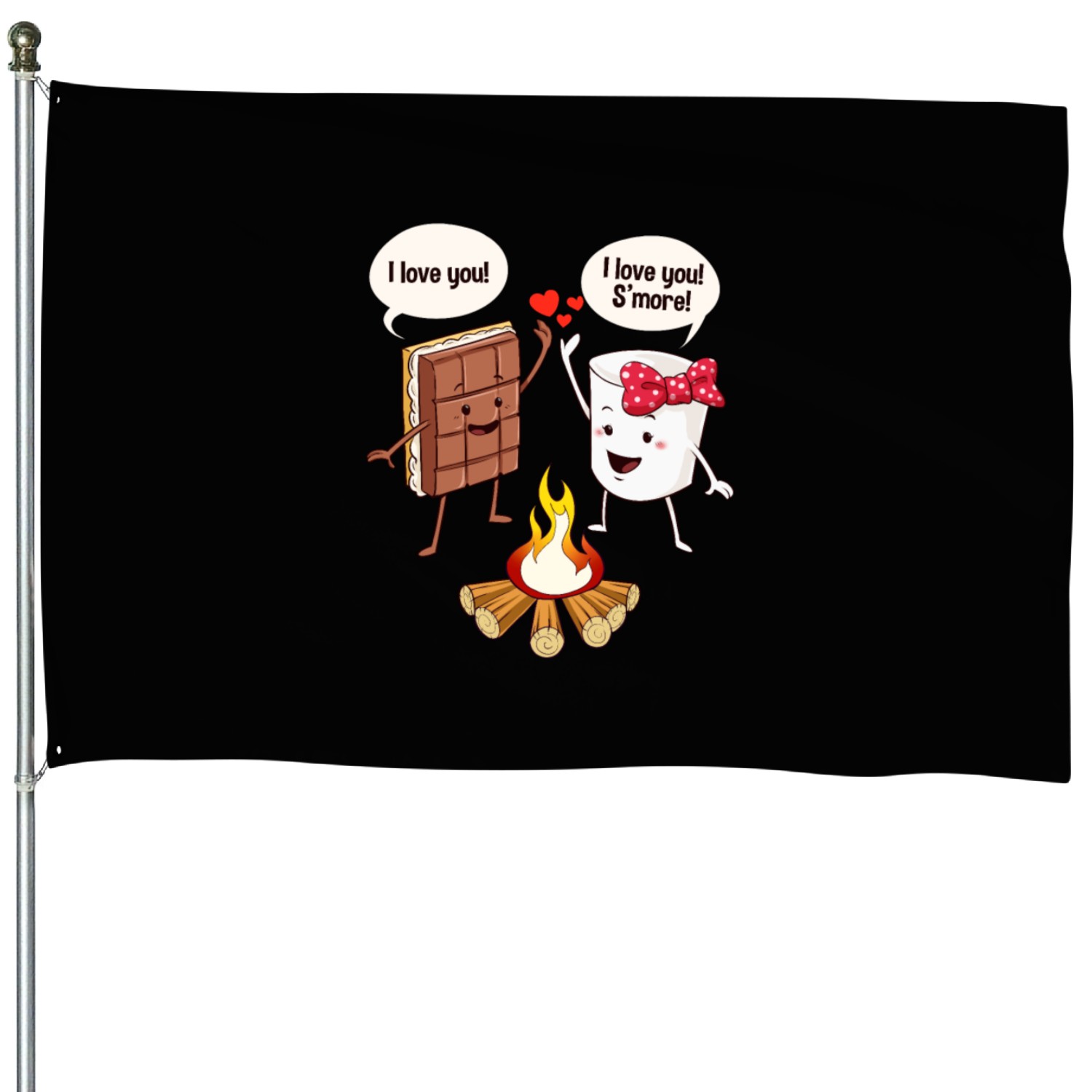 Cute Kids Camping Gift Print I Love You S'more House Flags