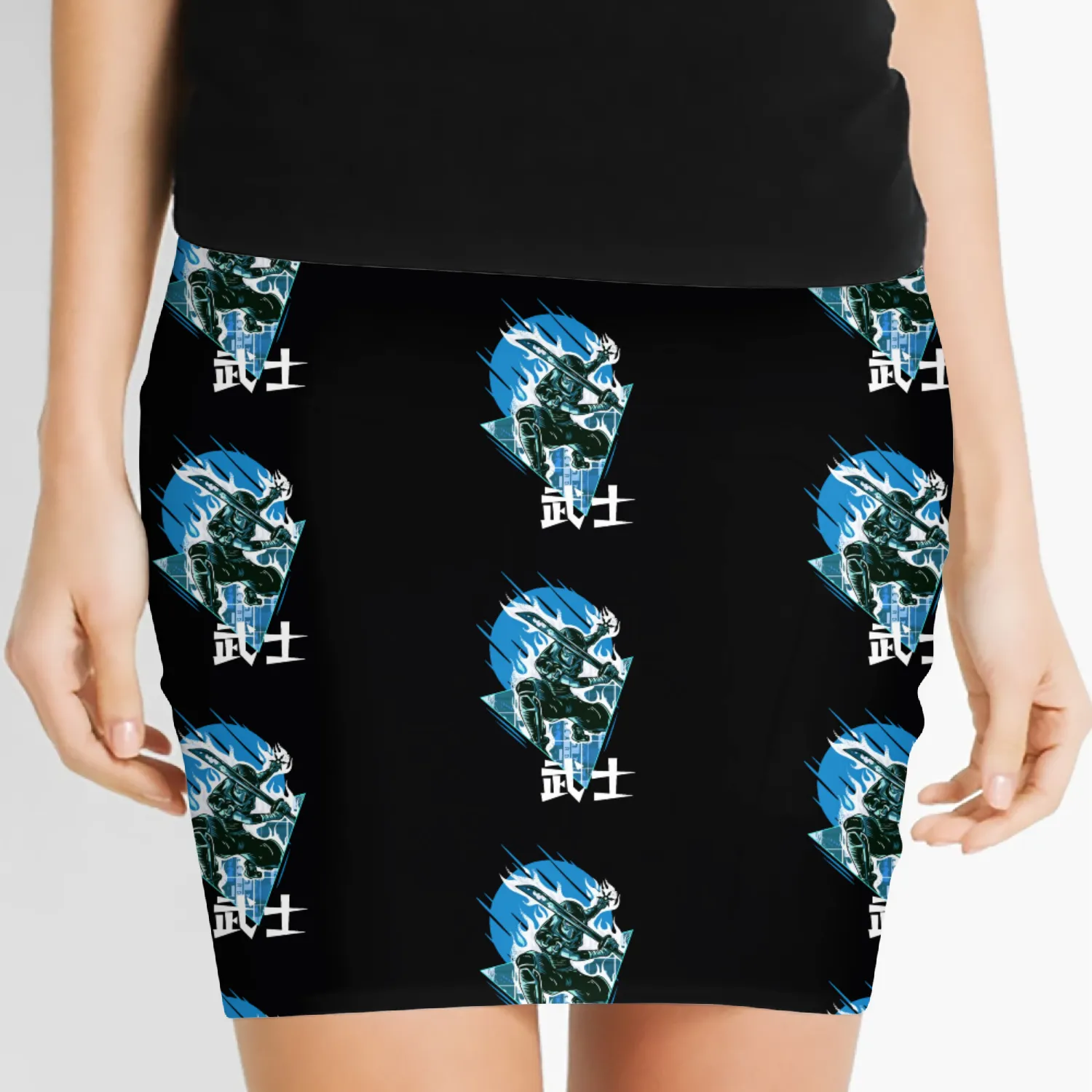 Vaporwave Ninja Flaming Sword Warrior Japanese Aes Women's Mini Skirts