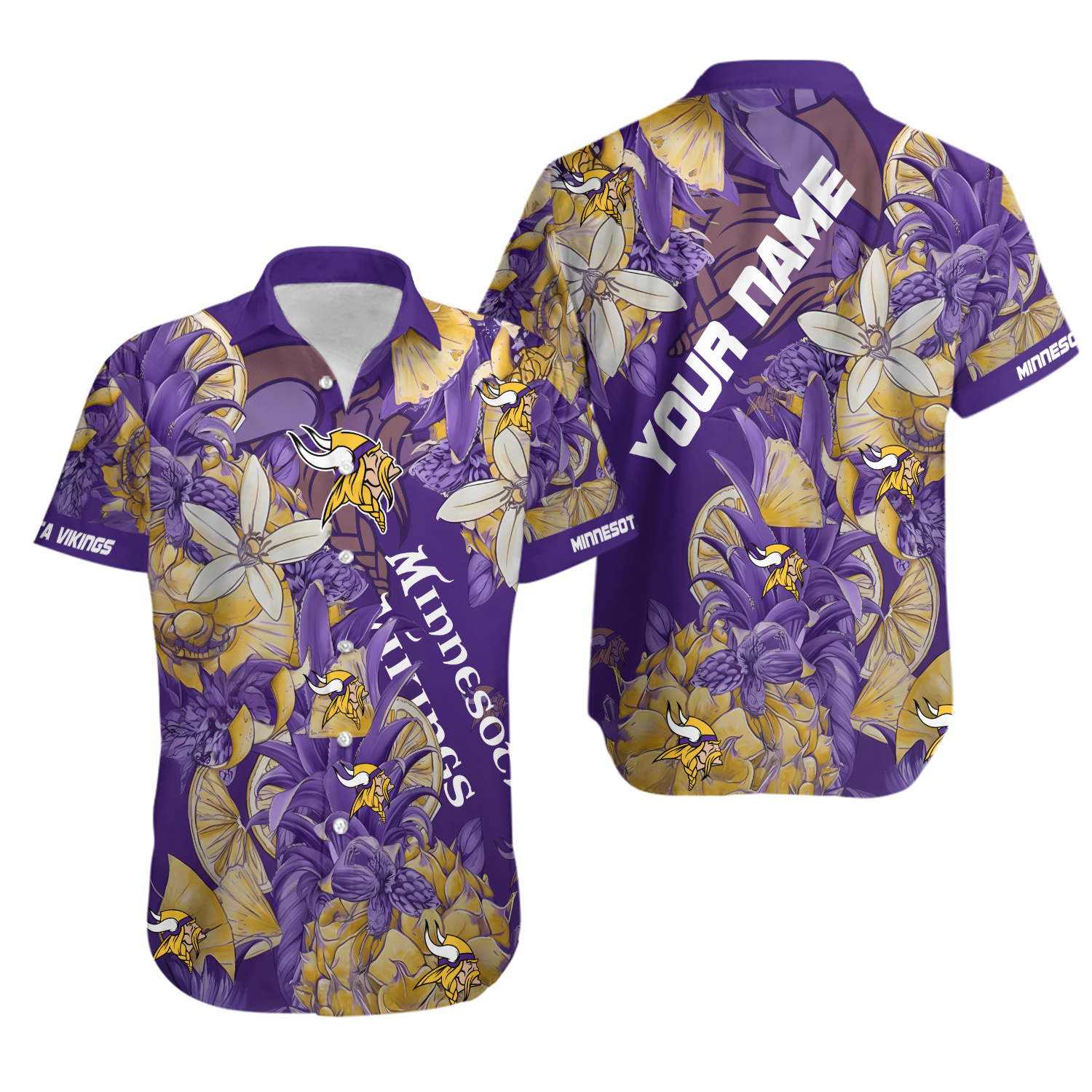 Purple And Gold Floral Minnesota Football Hawaiian Shirt, Gift for Fan