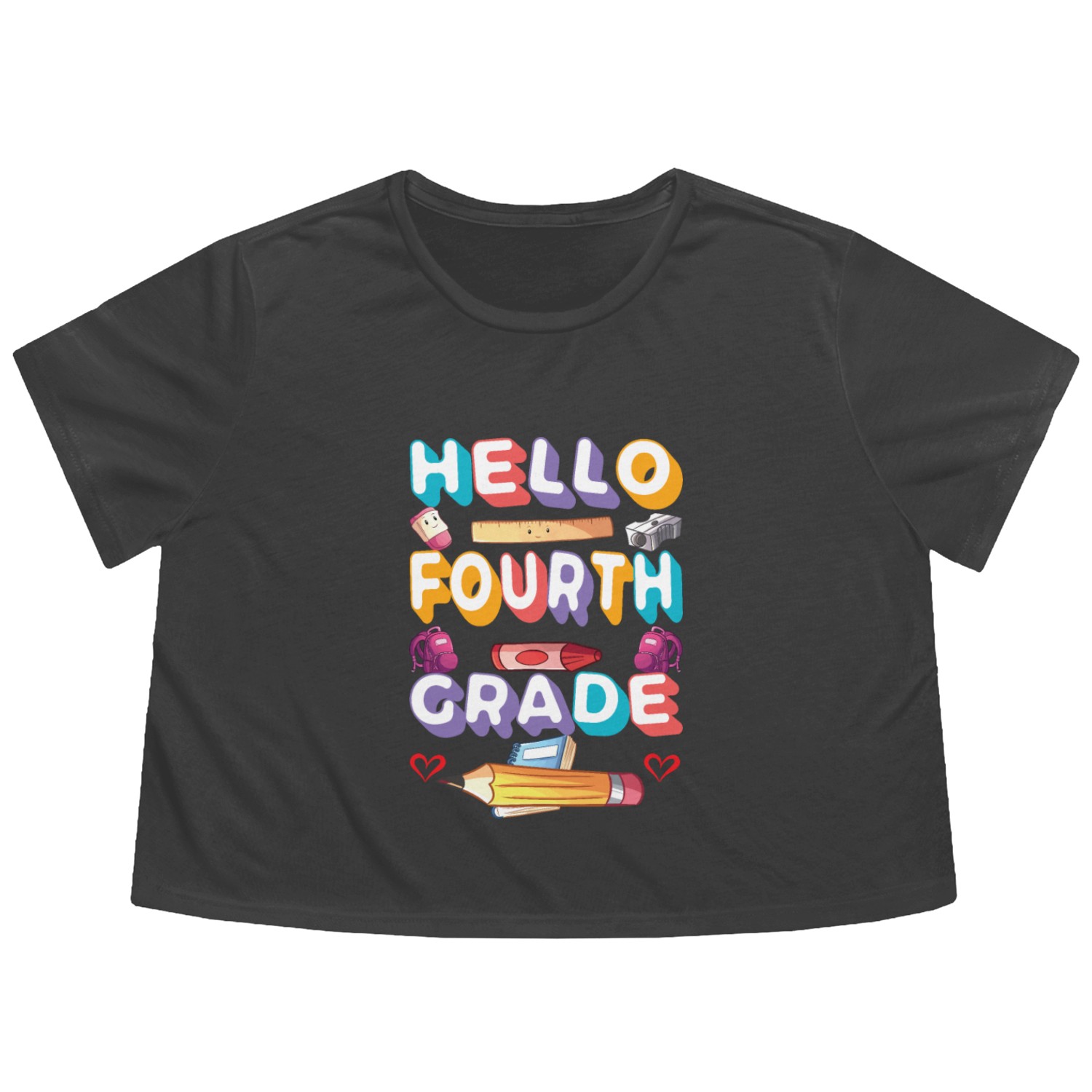 Hello Fourth Grade Flowy Cropped Tees