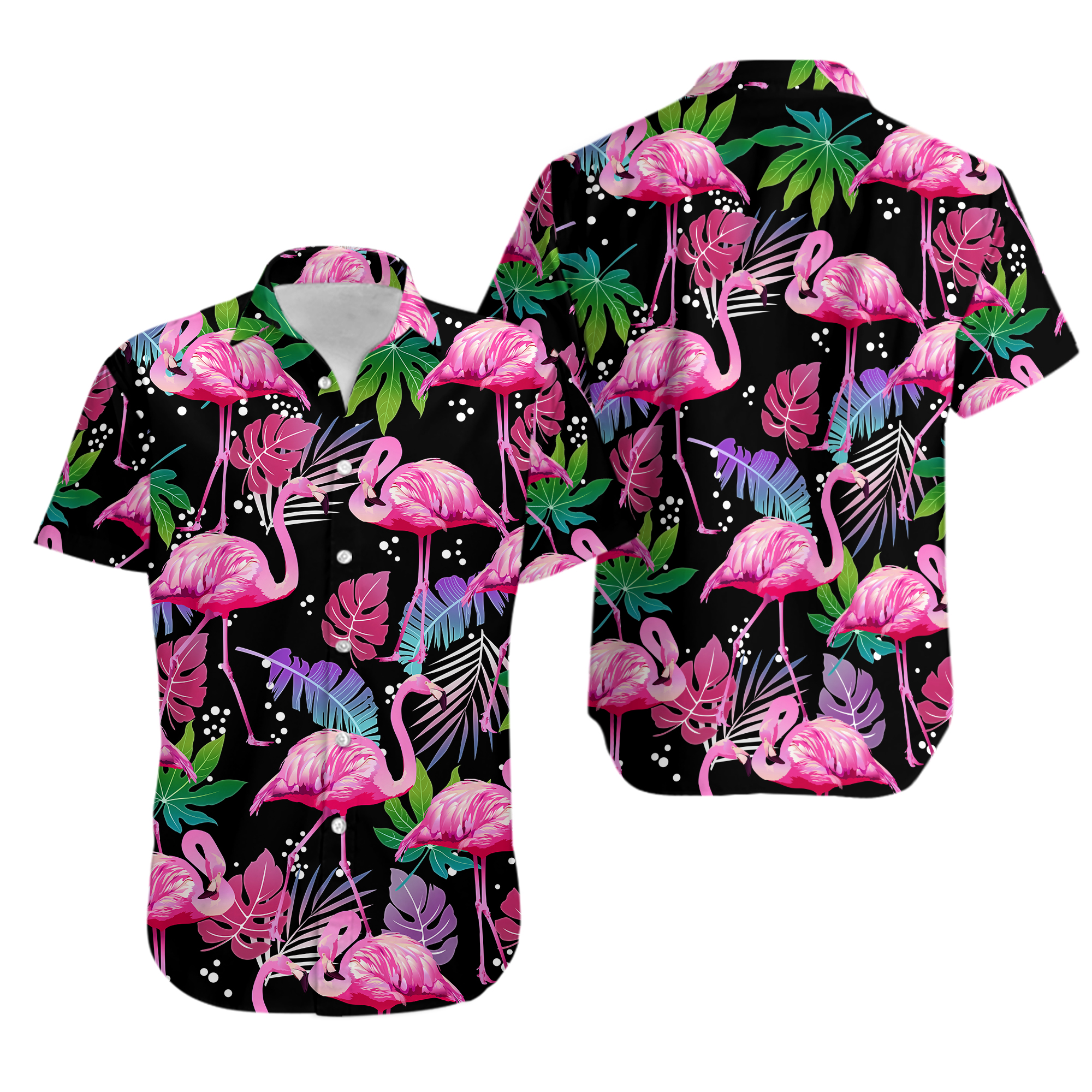 Flamingo Leaf Summer Hawaii Shirt 3D Hawaiian Shirts Pink Flamingo Aloha