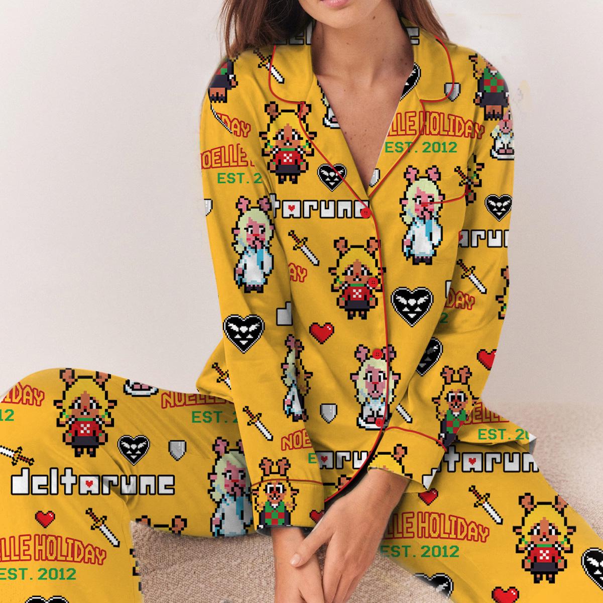 Noelle Holiday Deltarune Game Pajamas Set, Long Sleeve & Pants, Unisex Gamer Matching Pajamas